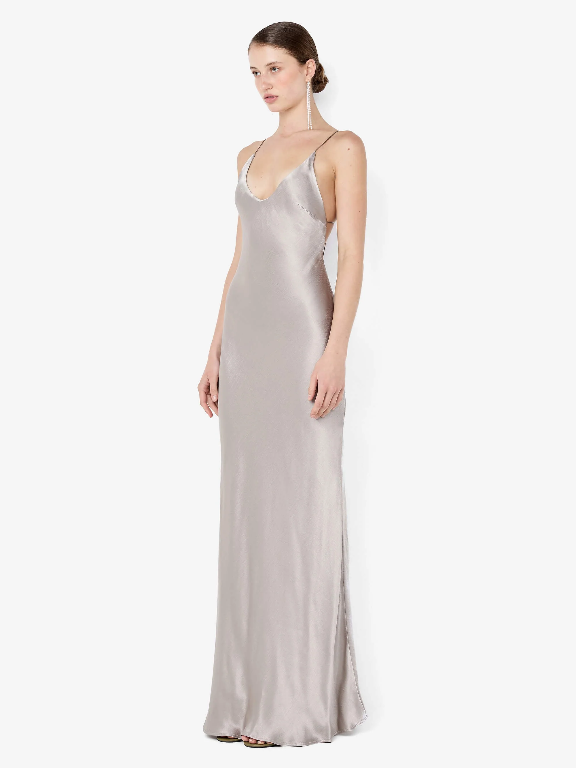FLORENCE SCOOP MAXI DRESS - SILVER - Image 3