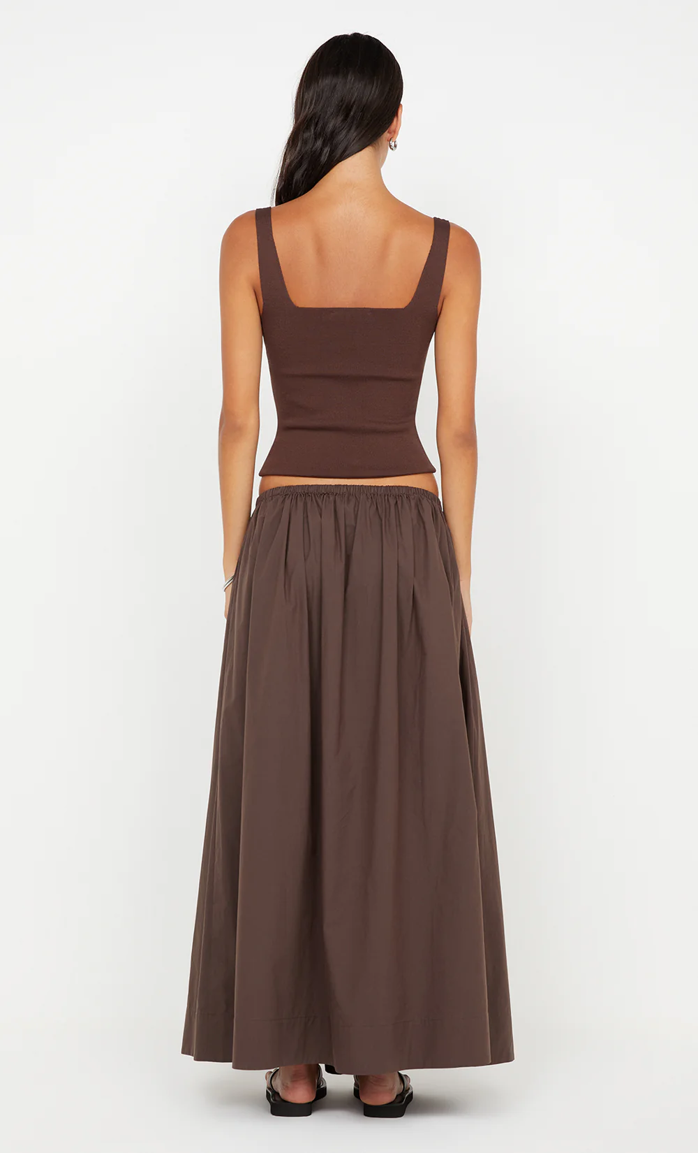 GEMMA SQUARE NECK TANK - CHOC - Image 3