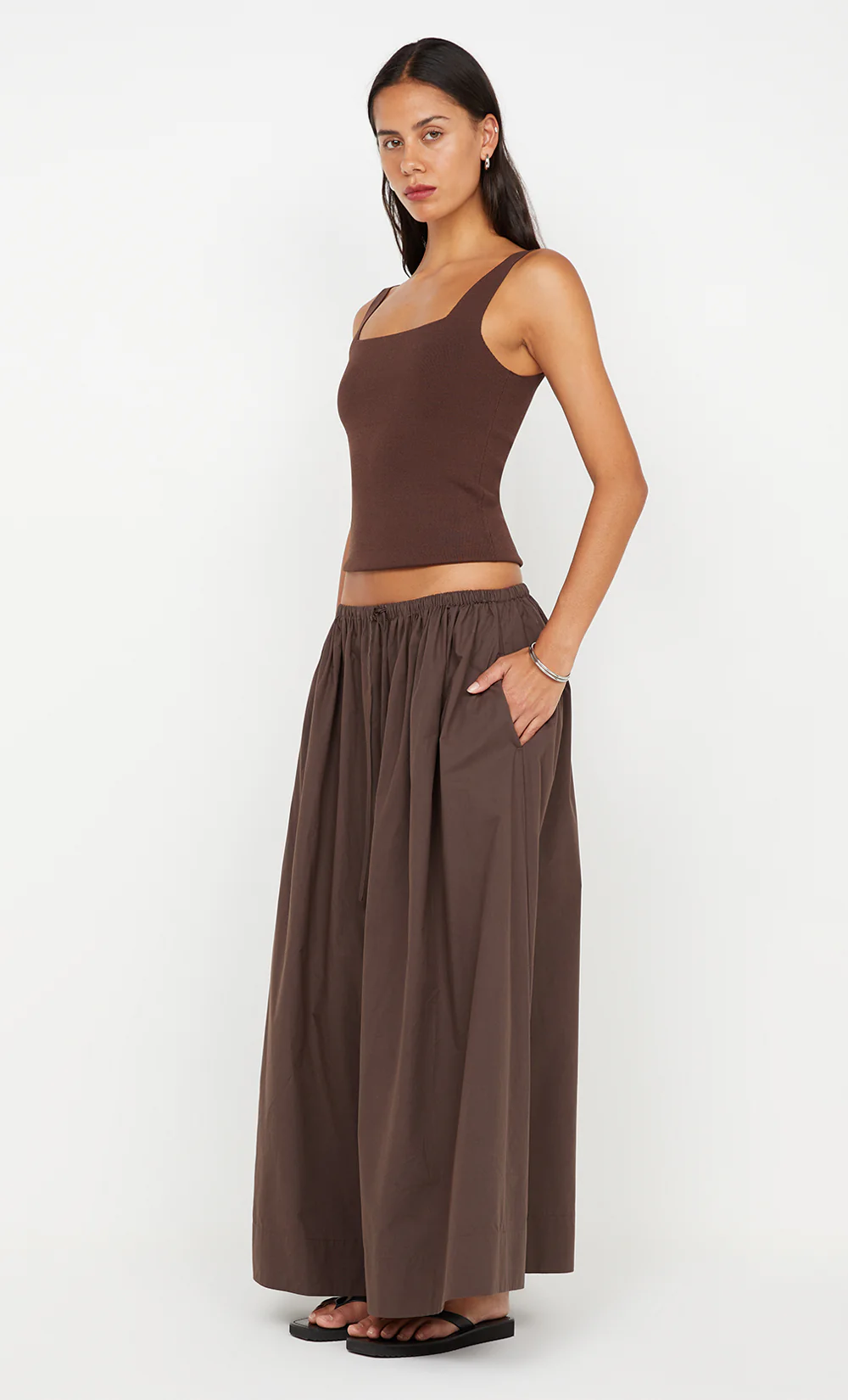 GEMMA SQUARE NECK TANK - CHOC - Image 4