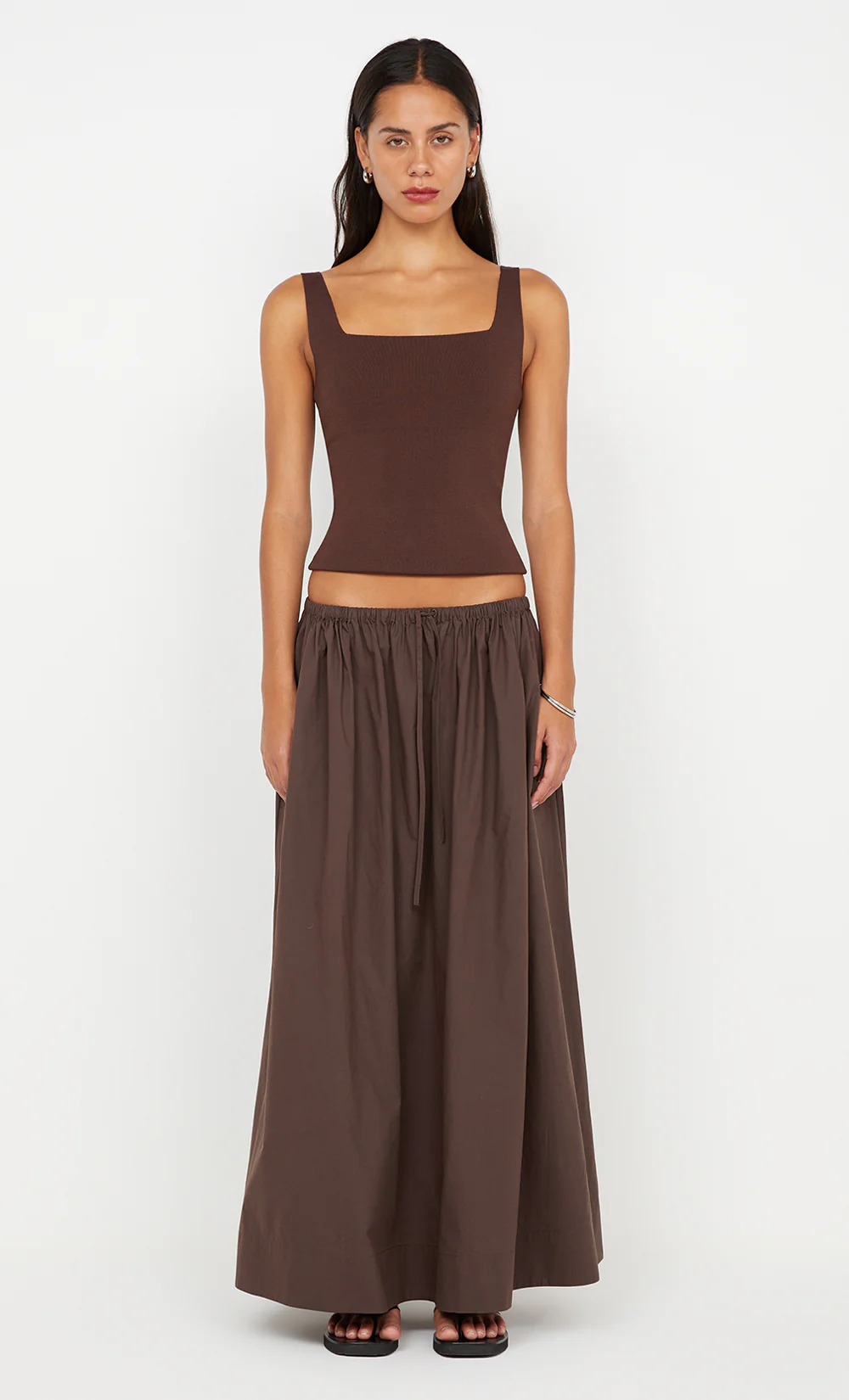 GEMMA SQUARE NECK TANK - CHOC - Image 6