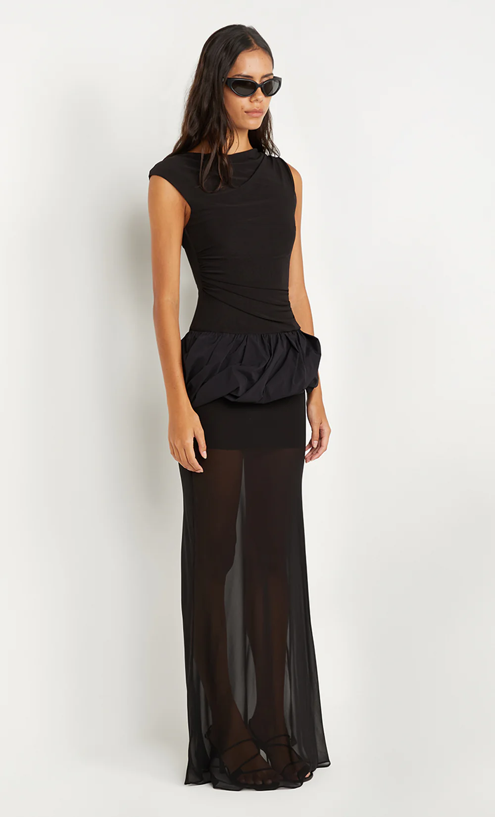 IDA BUBBLE MAXI DRESS - BLACK - Image 4