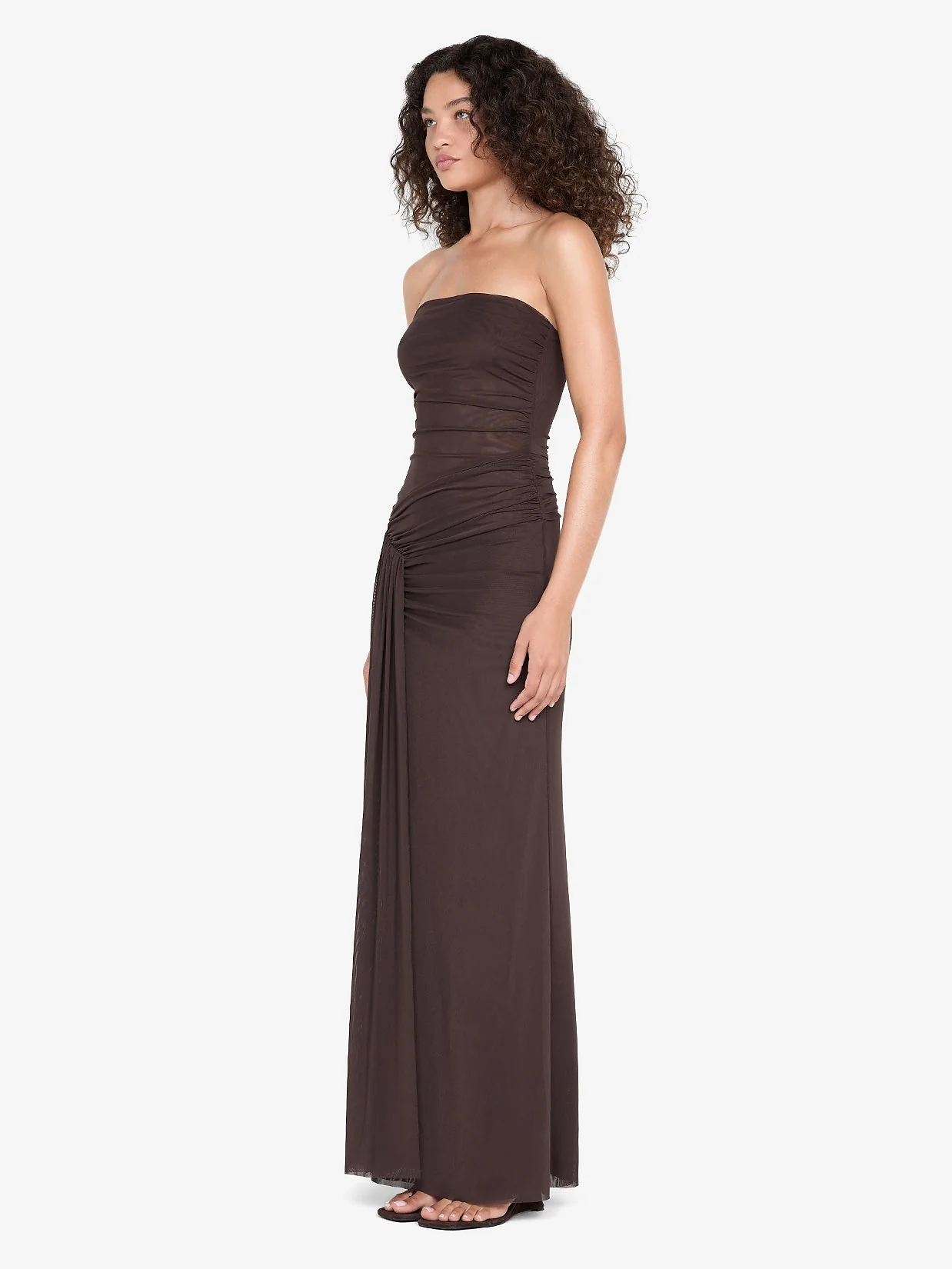 IDA STRAPLESS DRESS - DARK CHOCOLATE - Image 3