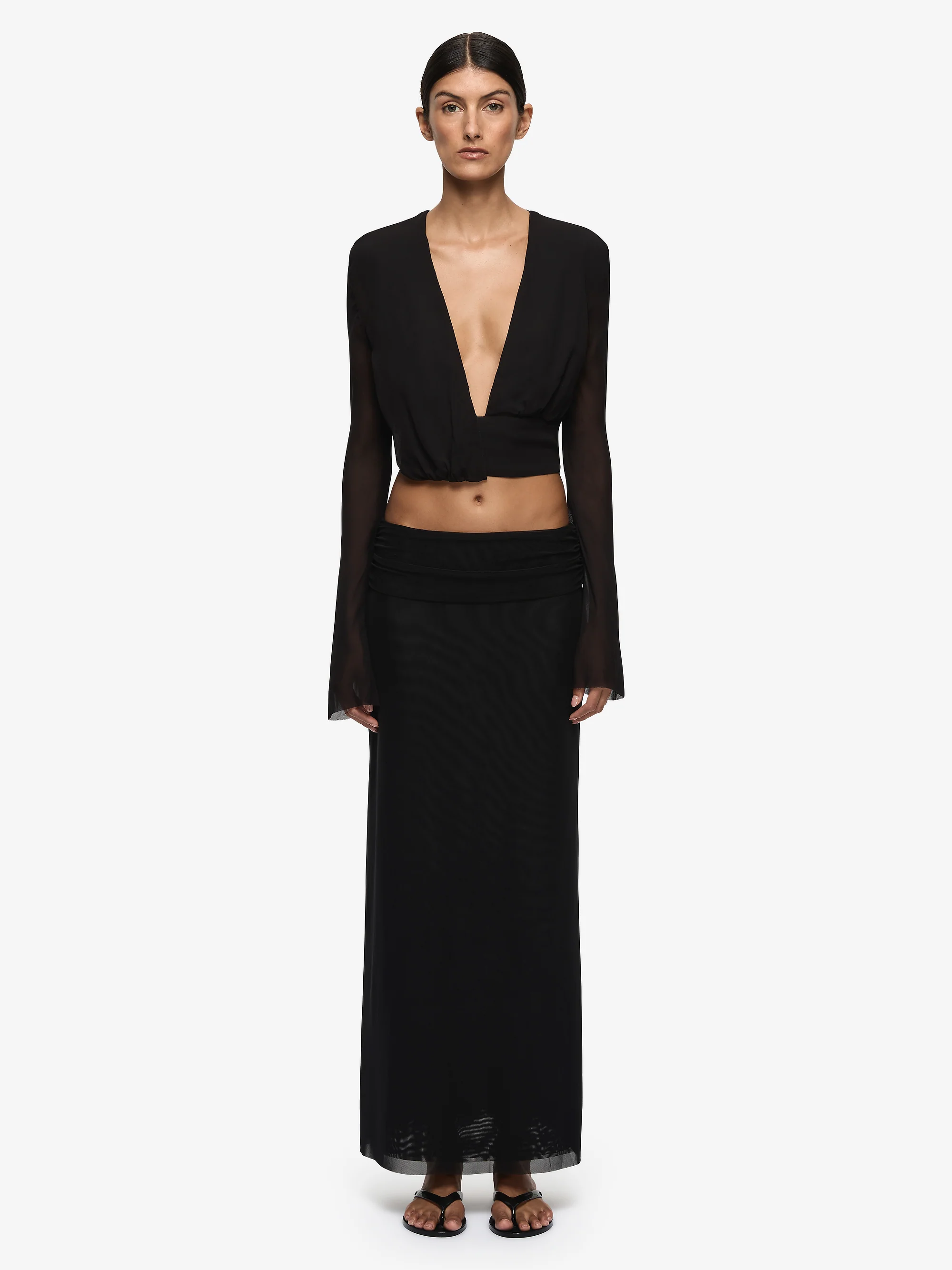 ISABELLA LONG SLEEVE TOP - BLACK - Image 2