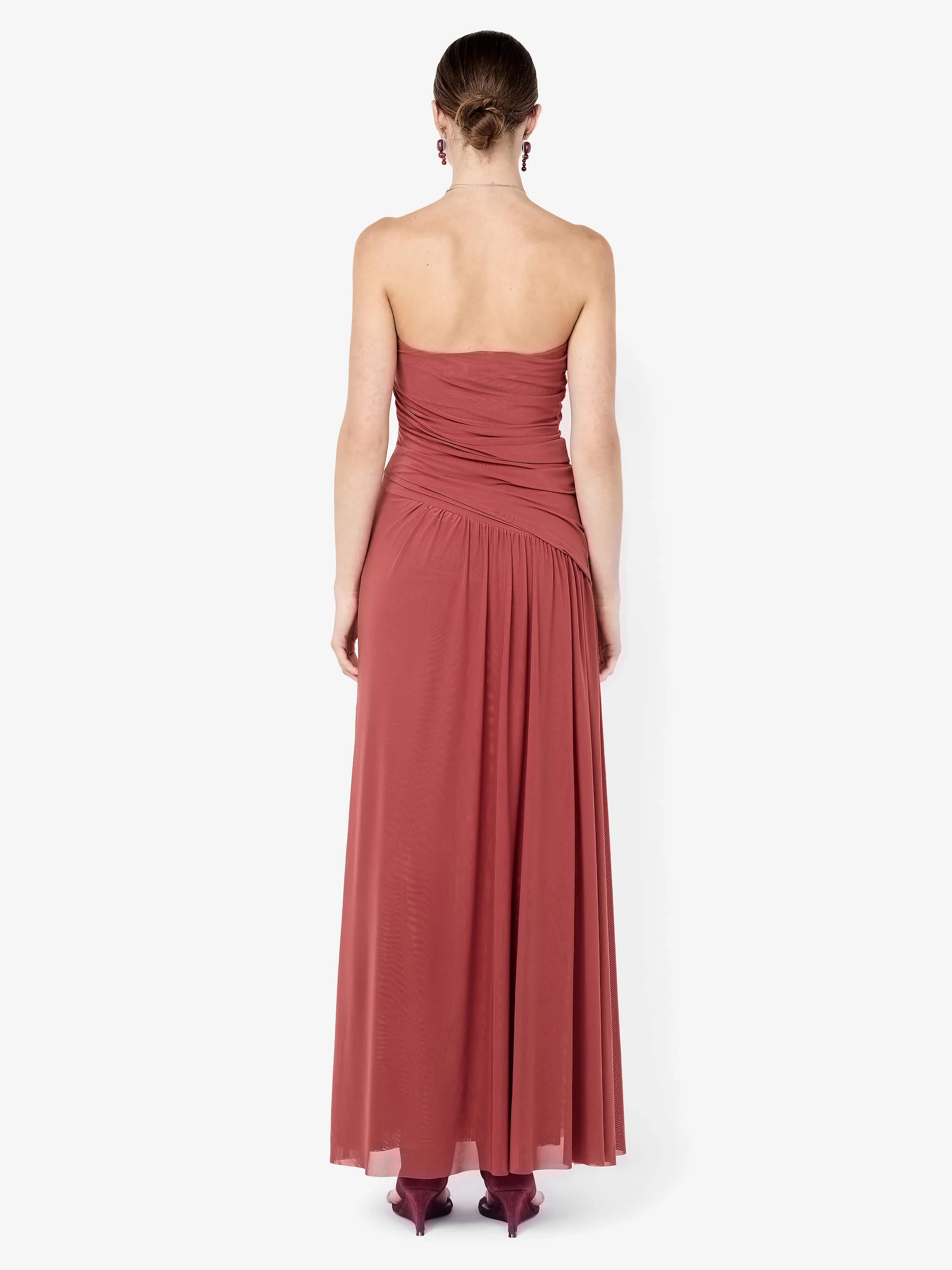 ISIDORE STRAPLESS MAXI DRESS - GARNET - Image 4