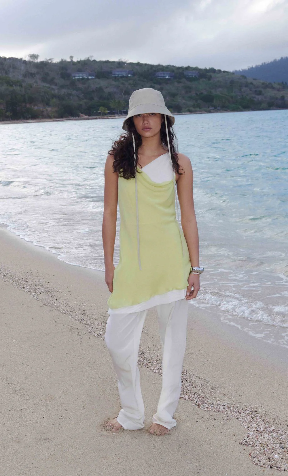 JEHNAYA ASYM MINI DRESS - CITRUS/BUTTER CREAM - Image 2