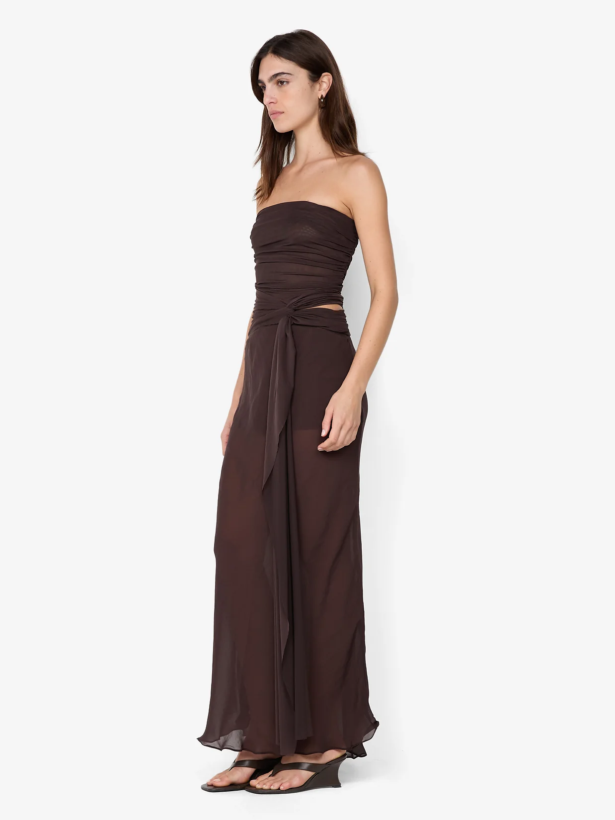 JEHNAYA STRAPLESS MAXI DRESS - DARK CHOCOLATE - Image 3