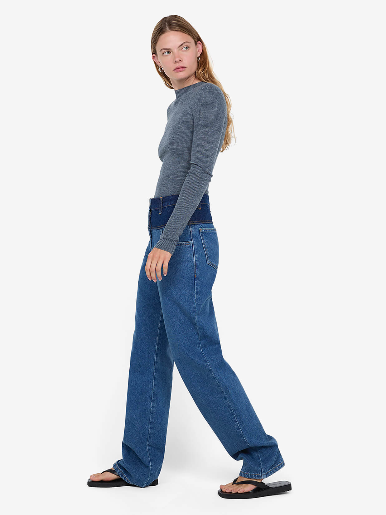 JONI LONG SLEEVE TOP - GREY - Image 2