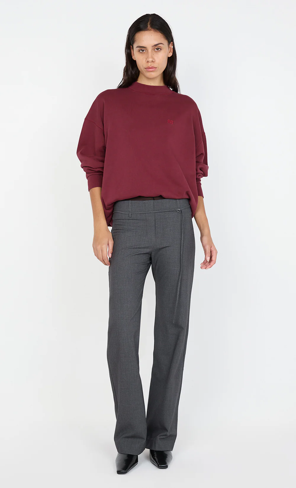 JORJA CREW JUMPER - BURGUNDY - Image 6