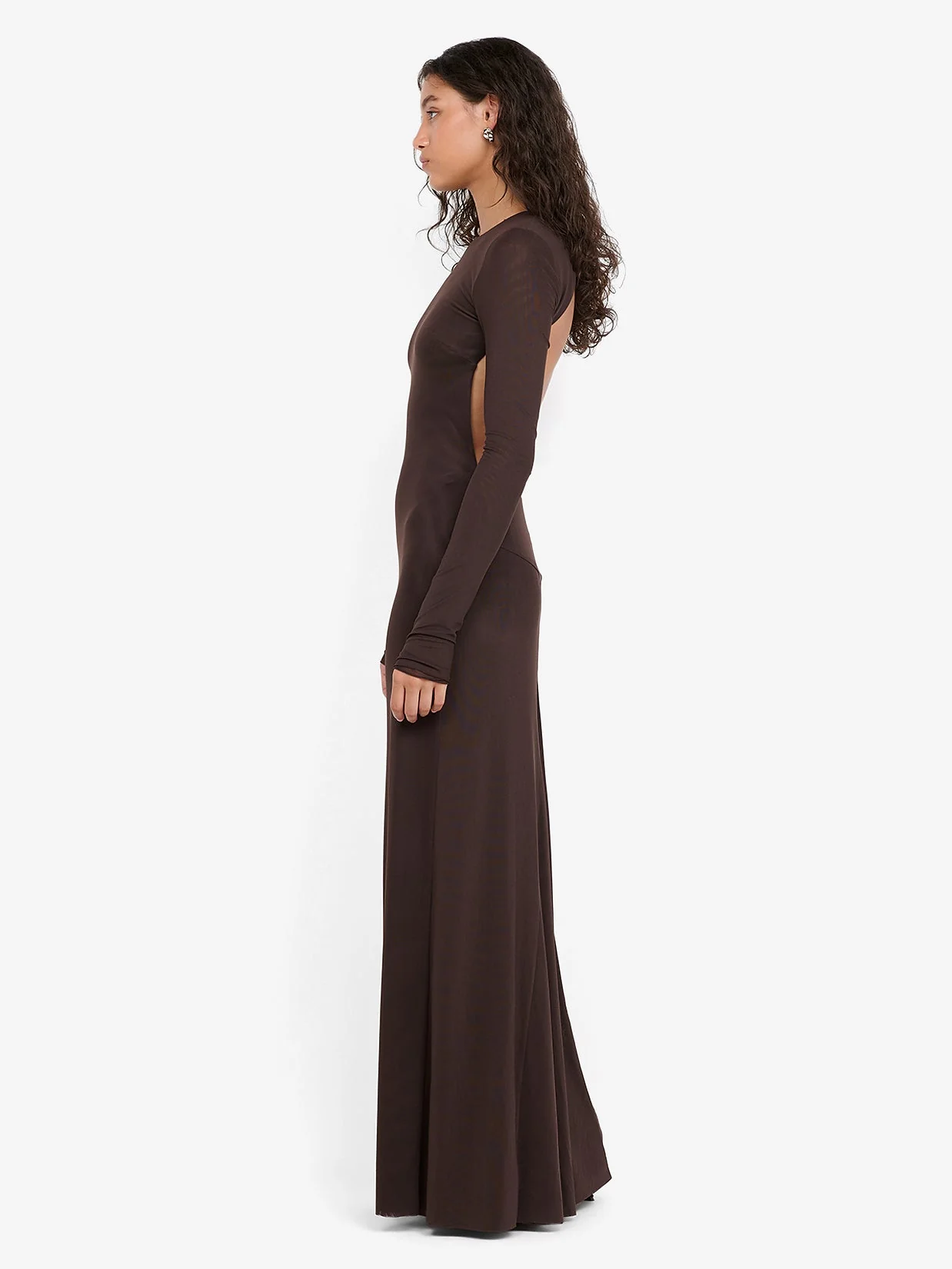 JUNIPER LONG SLEEVE MAXI DRESS - DARK CHOCOLATE - Image 4