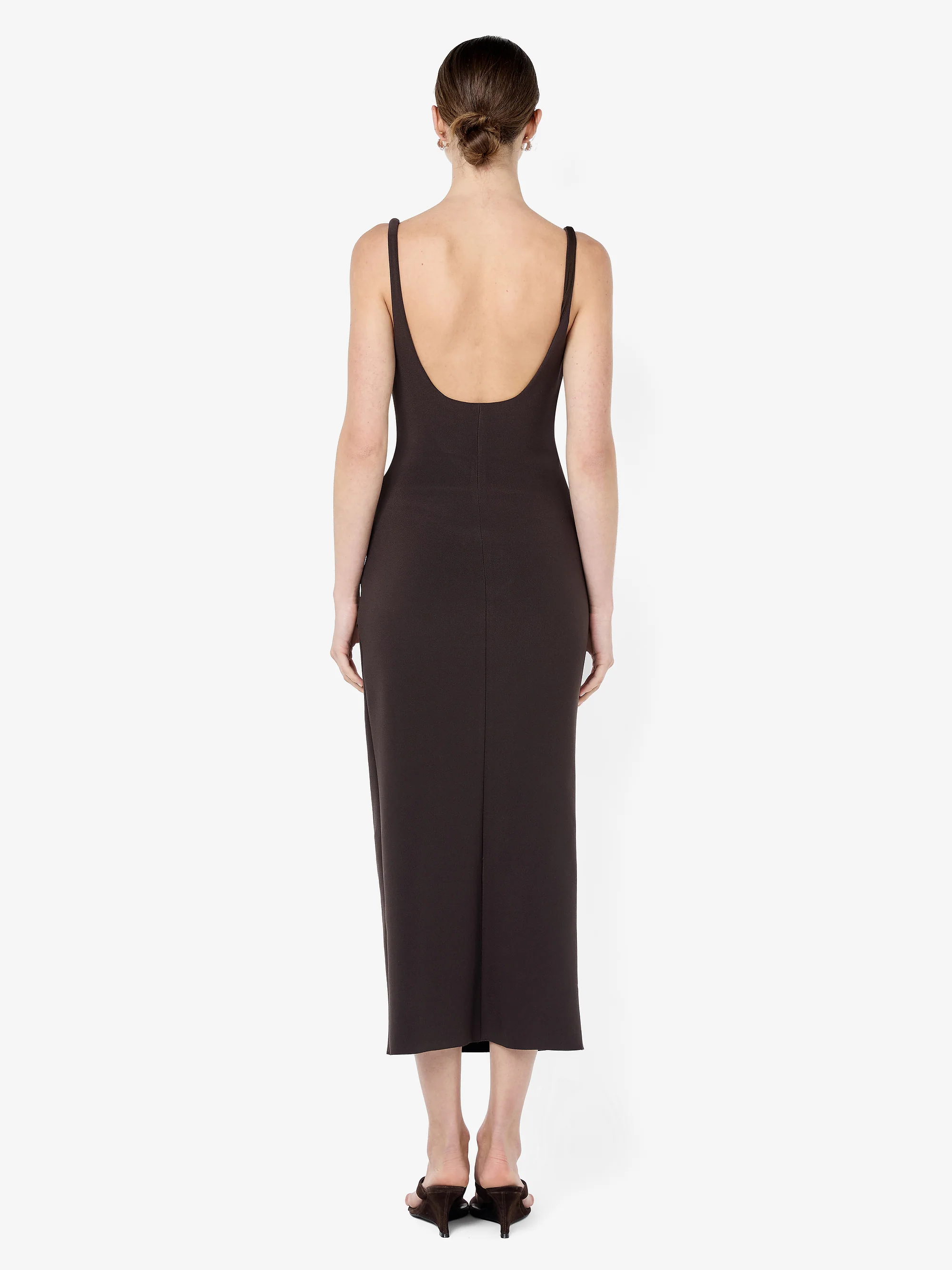 KARINA TUCK MIDI DRESS - ESPRESSO - Image 4