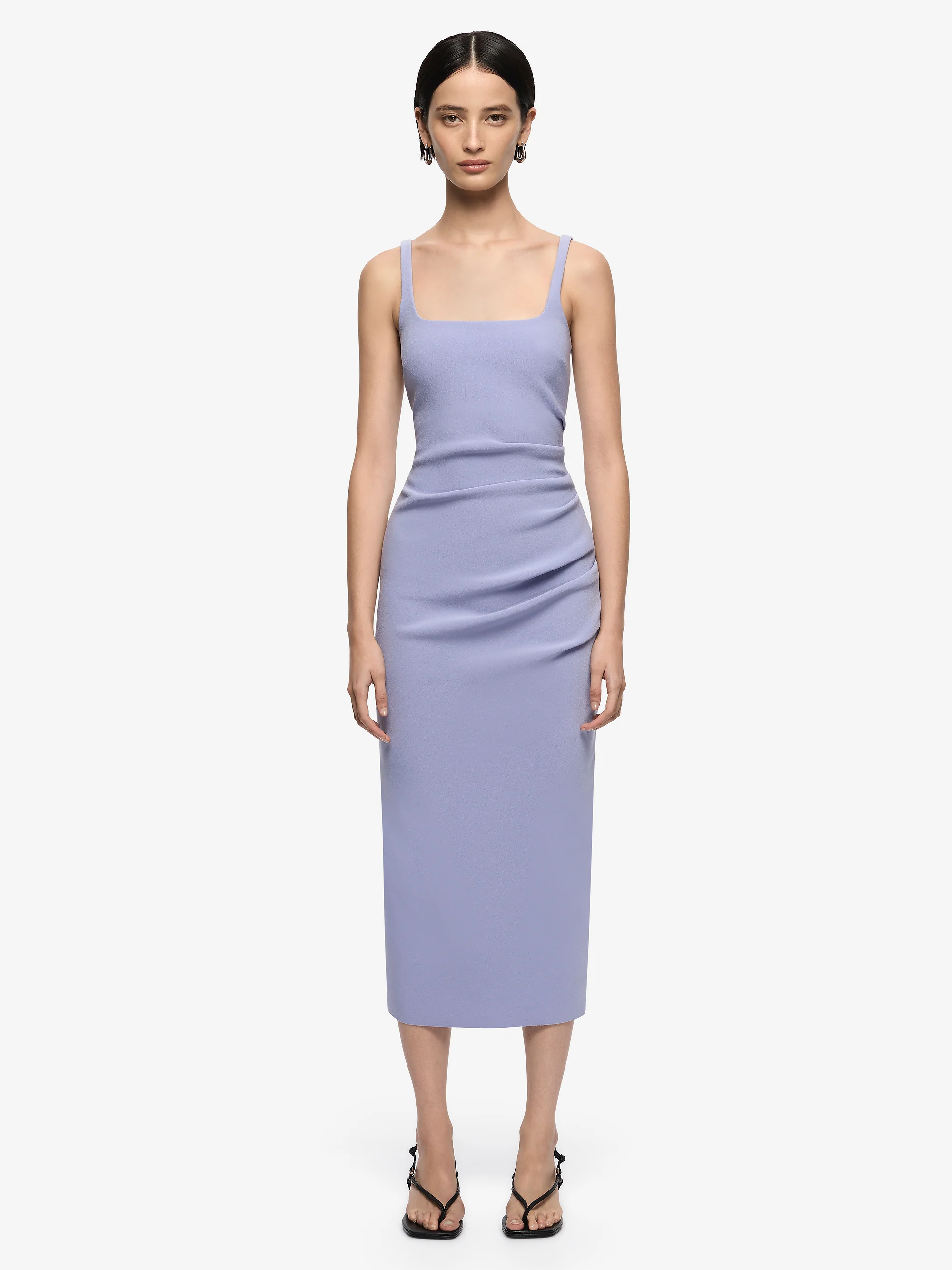 KARINA TUCK MIDI DRESS - PERIWINKLE