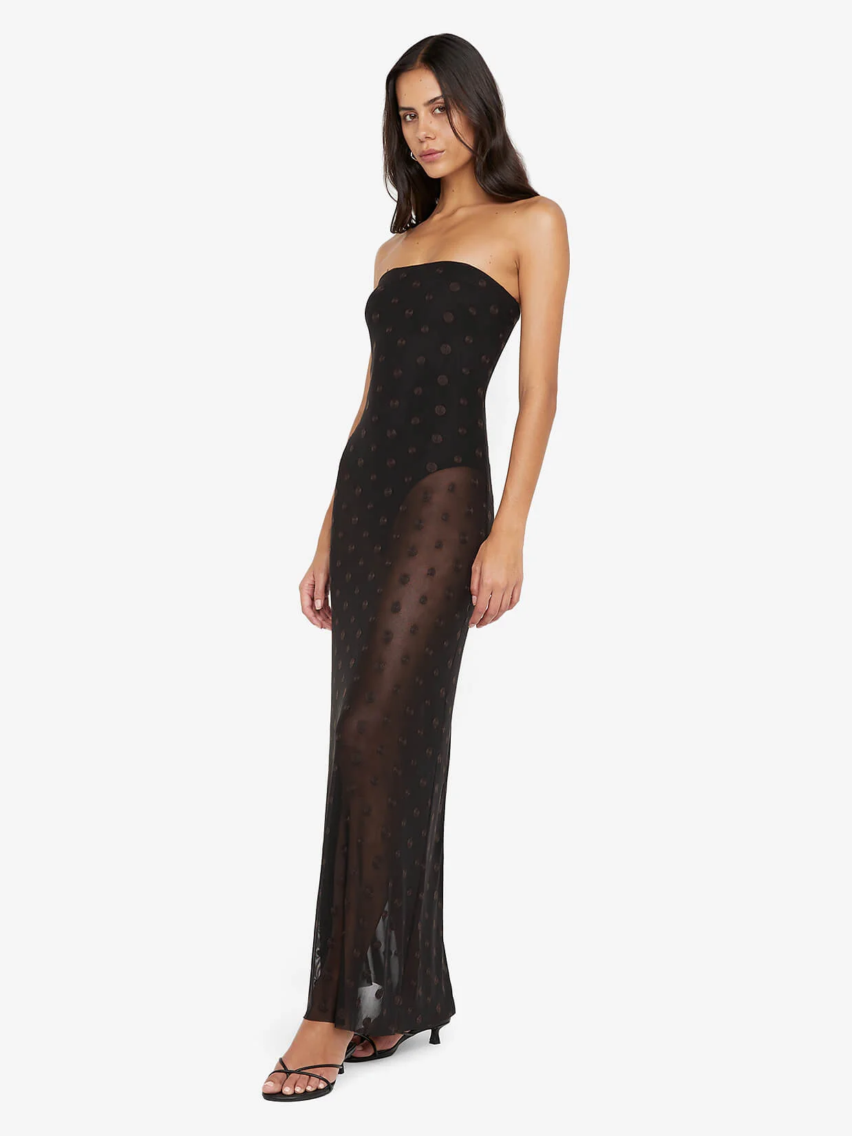 KARLA STRAPLESS MAXI DRESS - BLACK/CHOC SPOT - Image 2