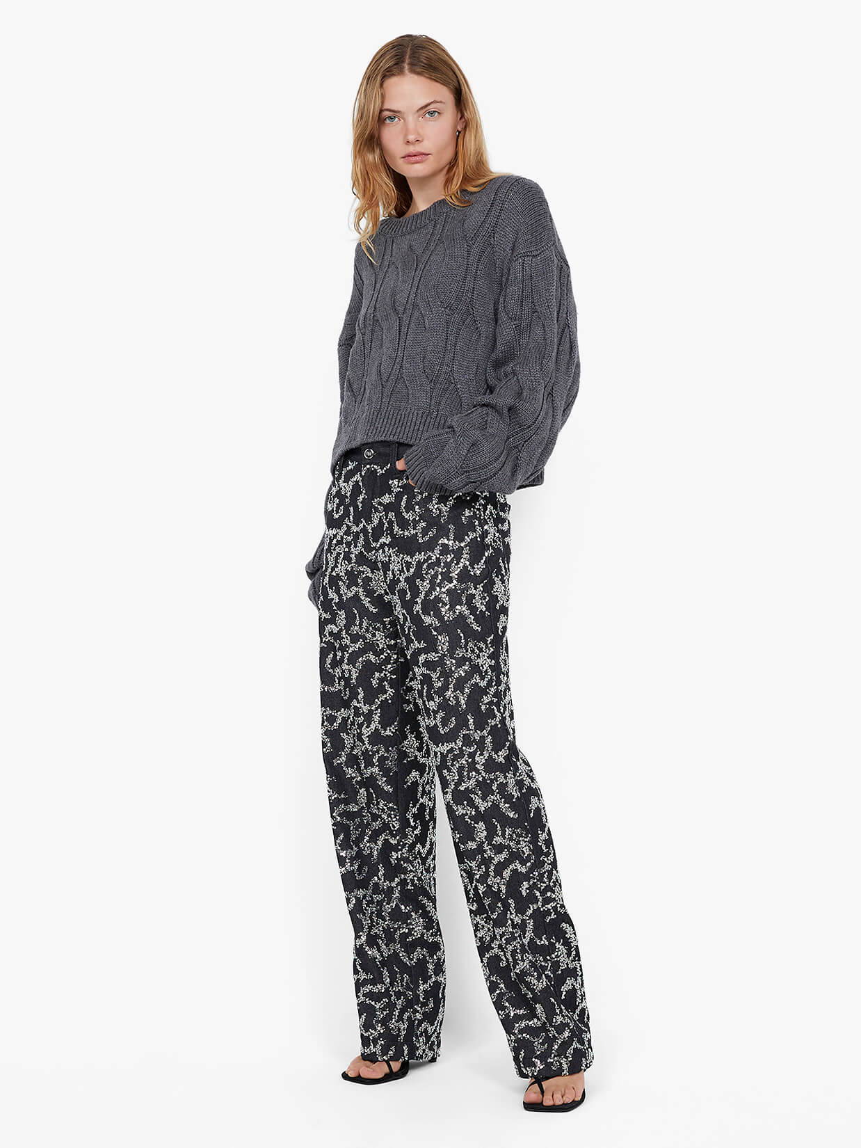 KINSLEY SEQUIN PANT - CHARCOAL SILVER - Image 2