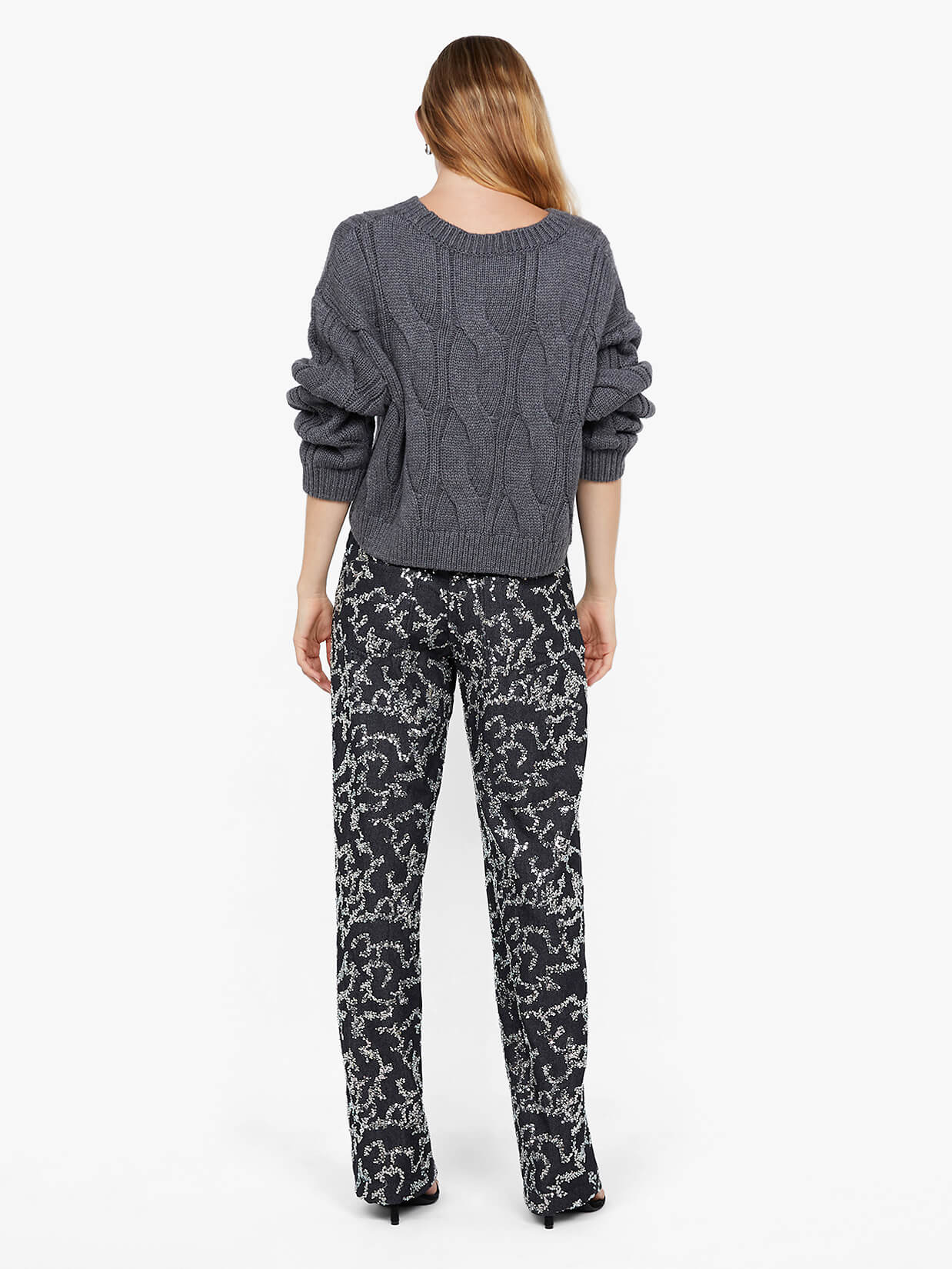 KINSLEY SEQUIN PANT - CHARCOAL SILVER - Image 3