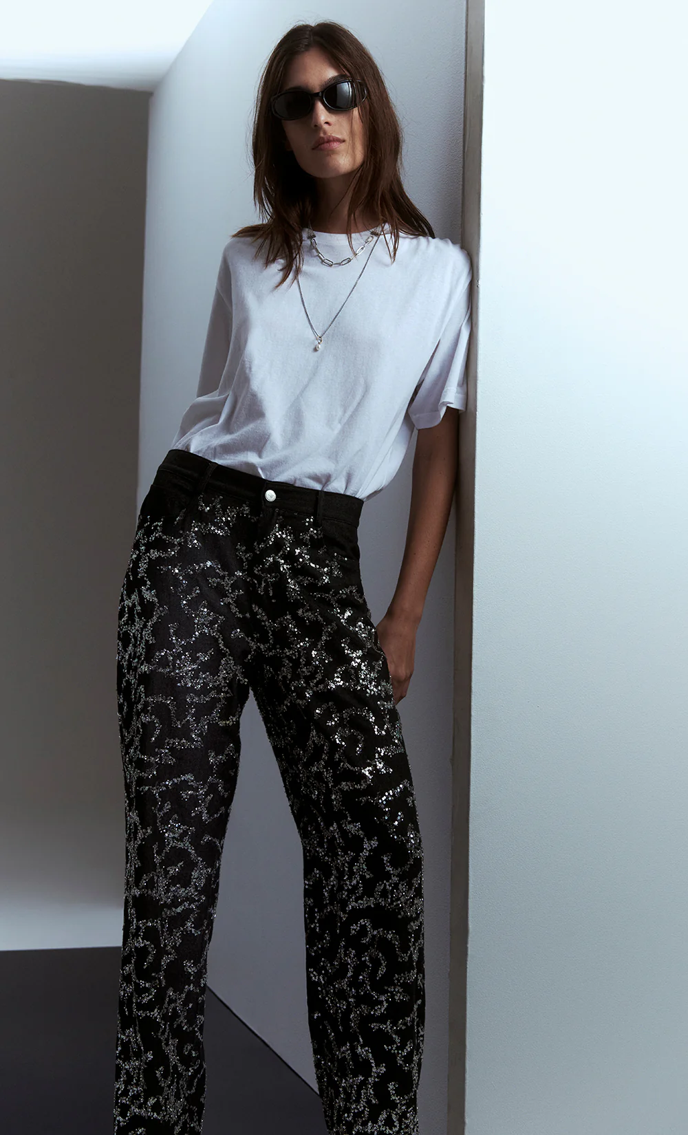 KINSLEY SEQUIN PANT - CHARCOAL SILVER - Image 4