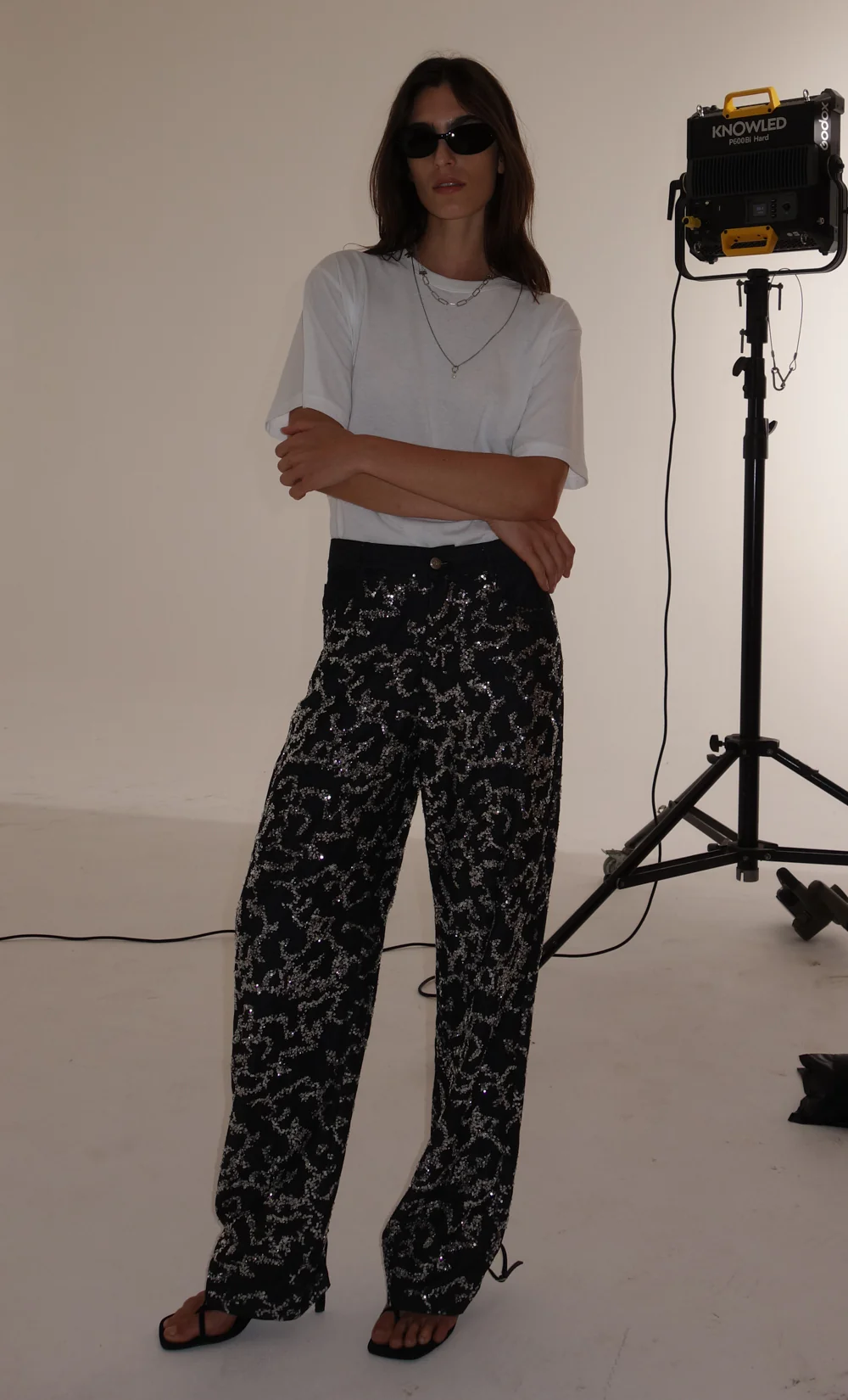 KINSLEY SEQUIN PANT - CHARCOAL SILVER - Image 5