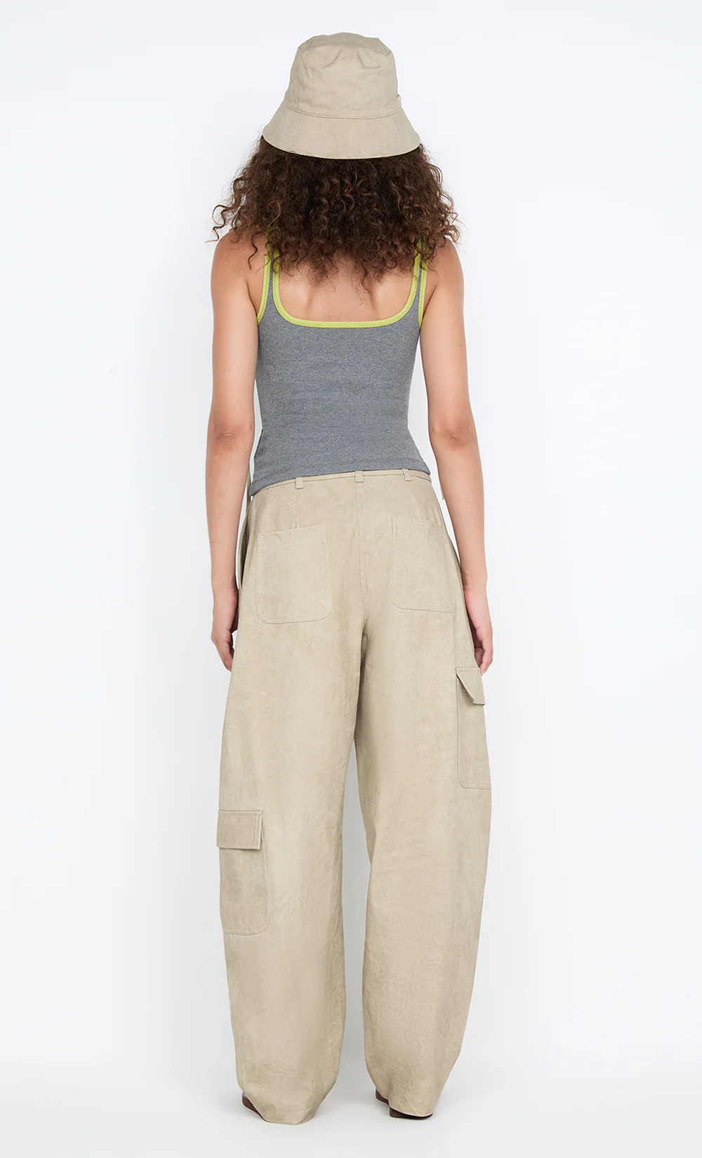 LANA SQUARE NECK TANK - GREY MARLE / LIME - Image 6