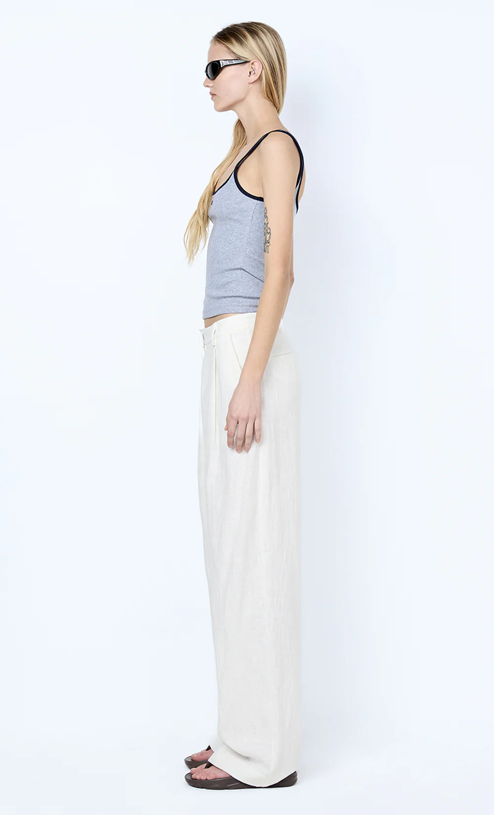 LANA SQUARE NECK TANK - GREY MARLE/INK - Image 4