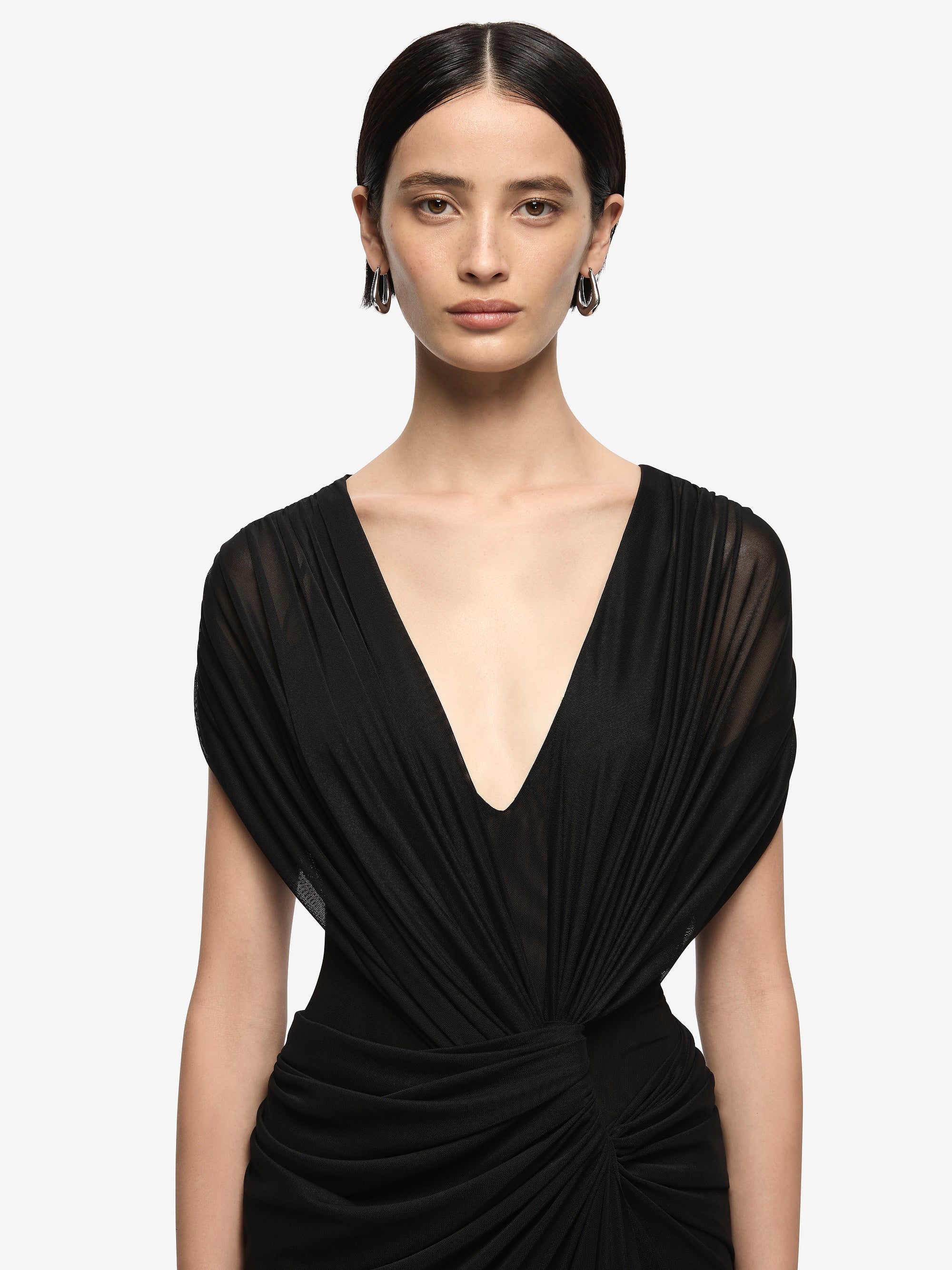LEIA DRAPE MAXI DRESS - BLACK - Image 5
