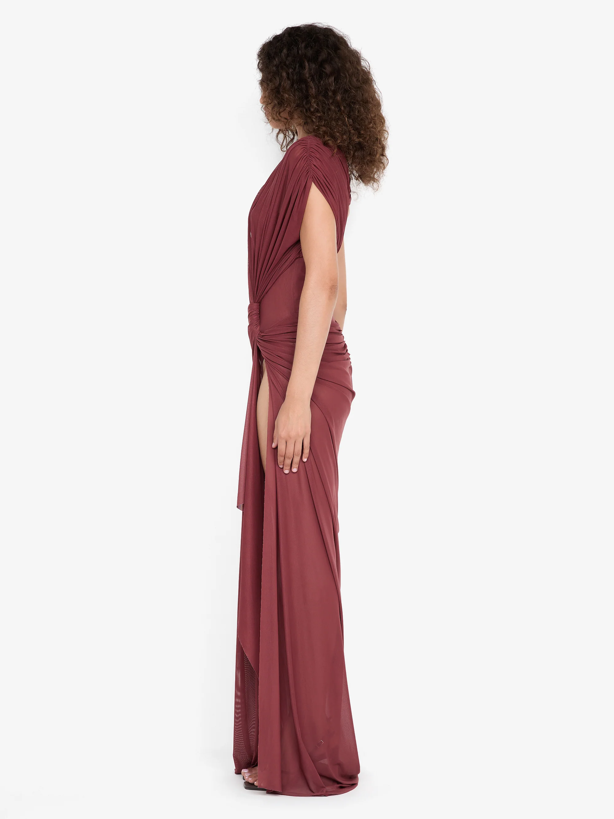 LEIA DRAPE MAXI DRESS - RUST - Image 4