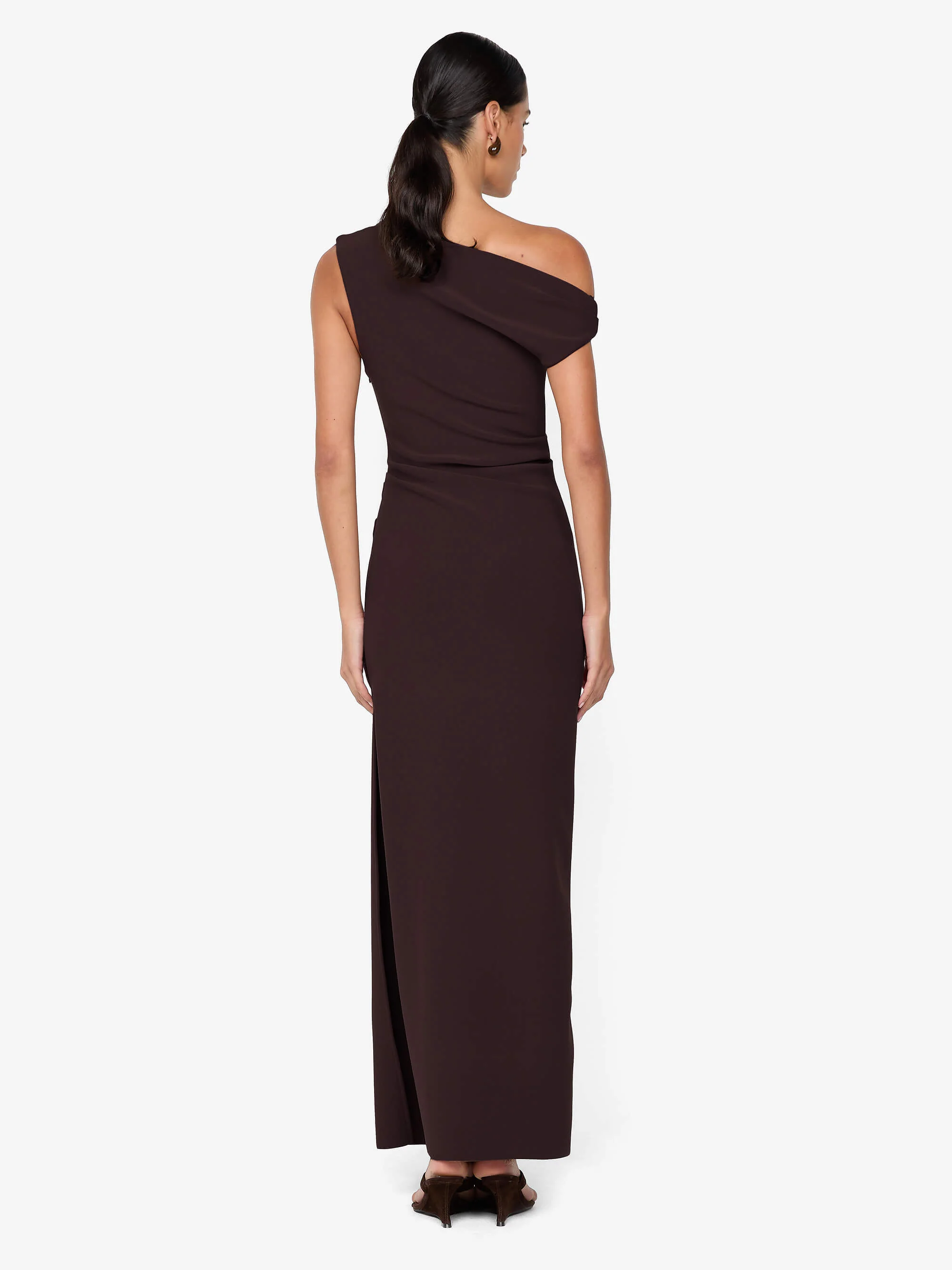 LEORA ASYM MAXI DRESS - DARK CHOCOLATE - Image 4