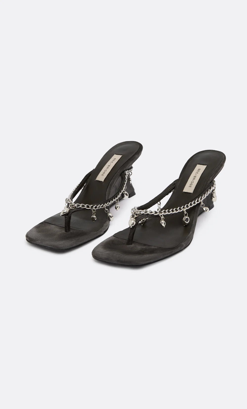 LILLIE BEADED WEDGE - CHARCOAL SUEDE - Image 4