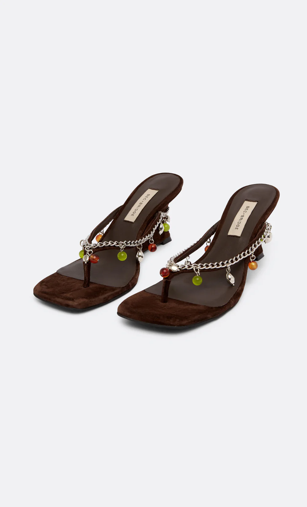 LILLIE BEADED WEDGE - CHOC SUEDE - Image 5