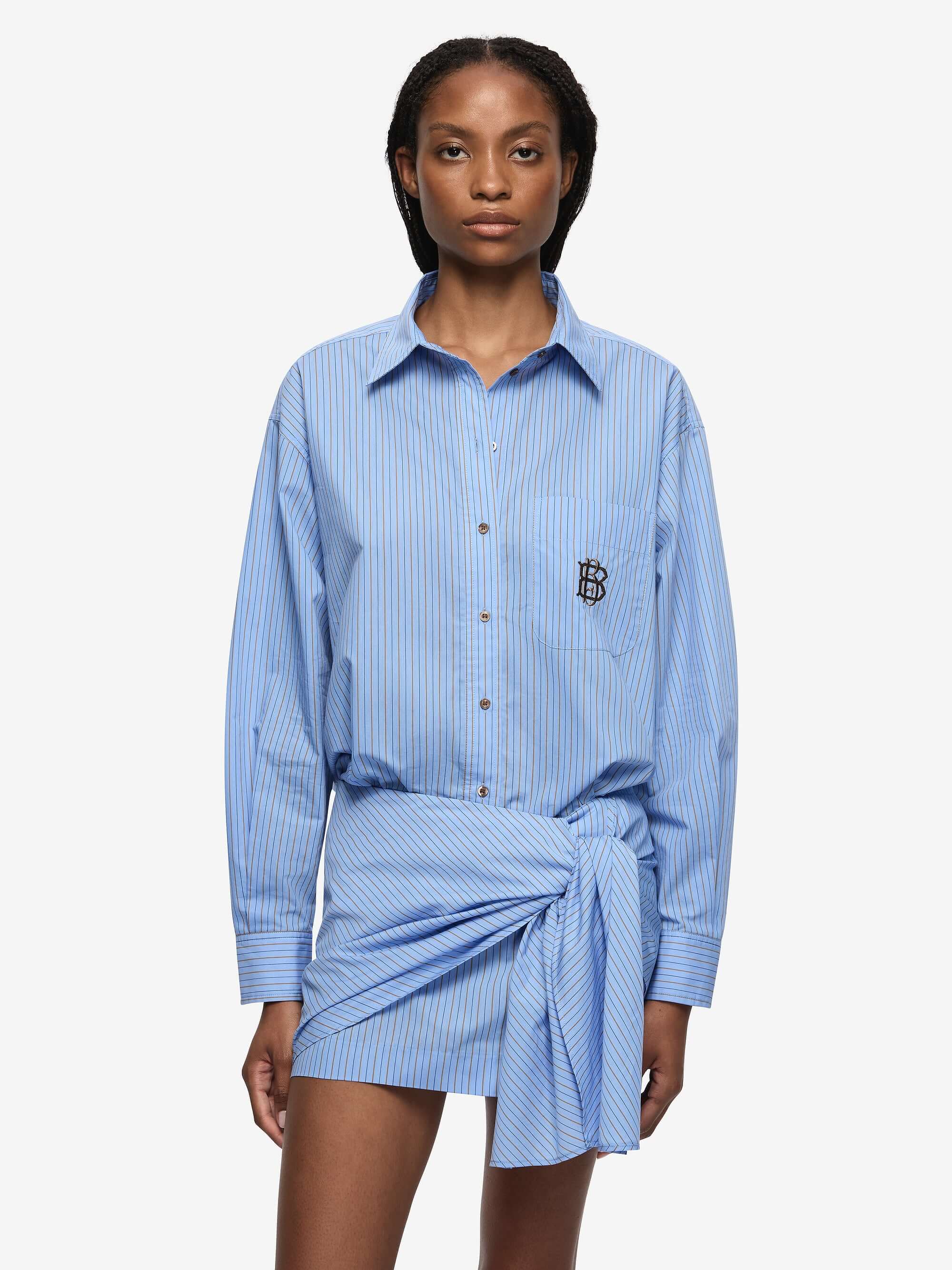LINUS MINI SKIRT - CHAMBRAY BLUE STRIPE - Image 2
