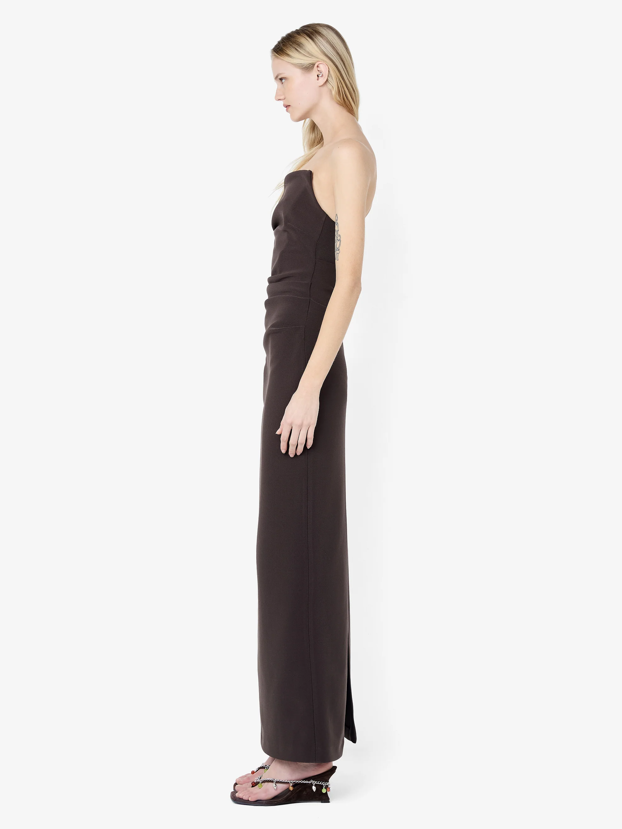 LIOR STRAPLESS DRESS - ESPRESSO - Image 3
