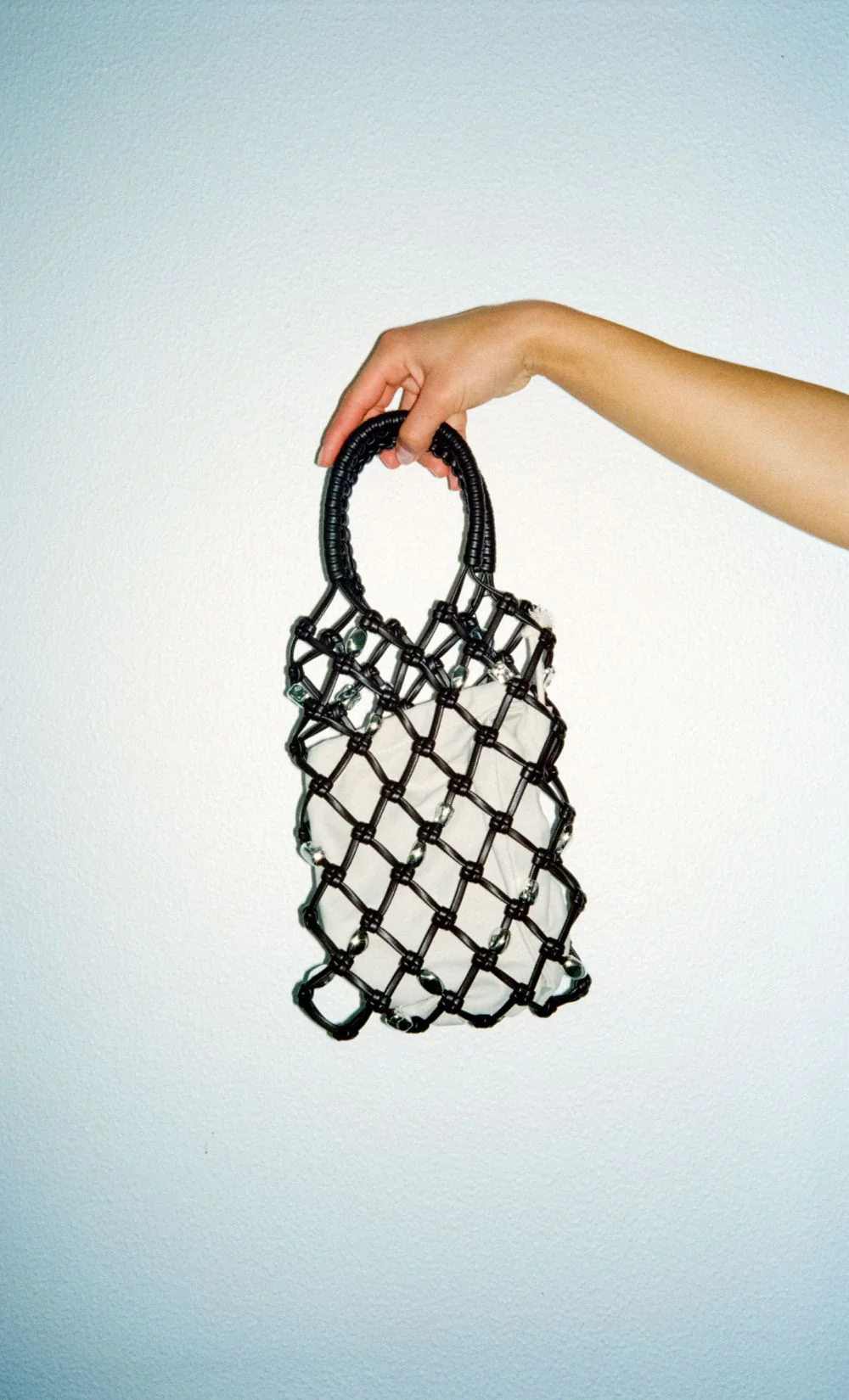 LUNA BEADED BAG - CHOC/SILVER - Image 3