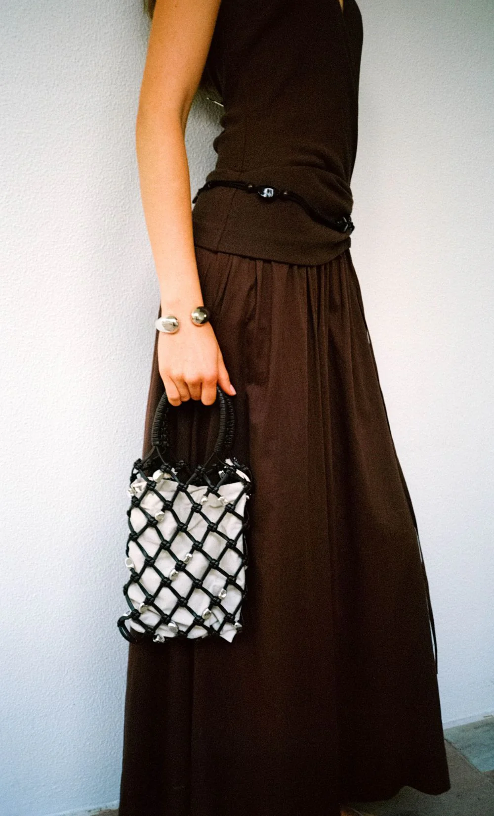 LUNA BEADED BAG - CHOC/SILVER - Image 5
