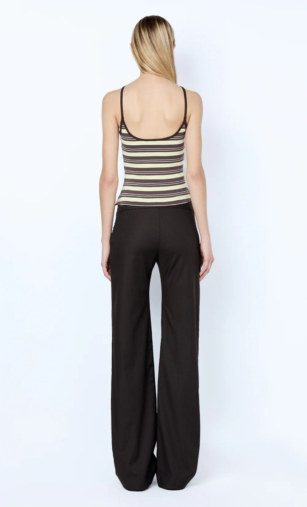 LUNA CROSSOVER TANK - DARK CHOC/DUSTY CITRON STRIPE - Image 4