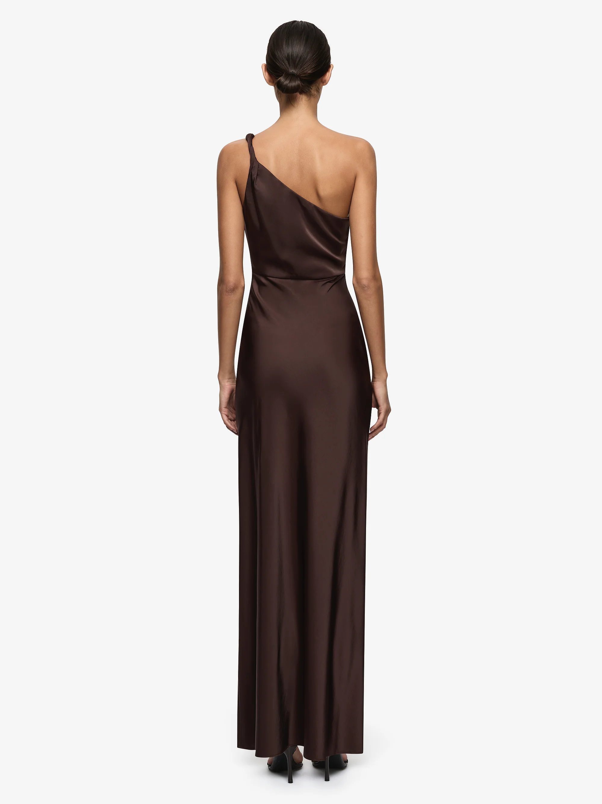 LUNETTA ASYM DRESS - DARK CHOCOLATE - Image 4