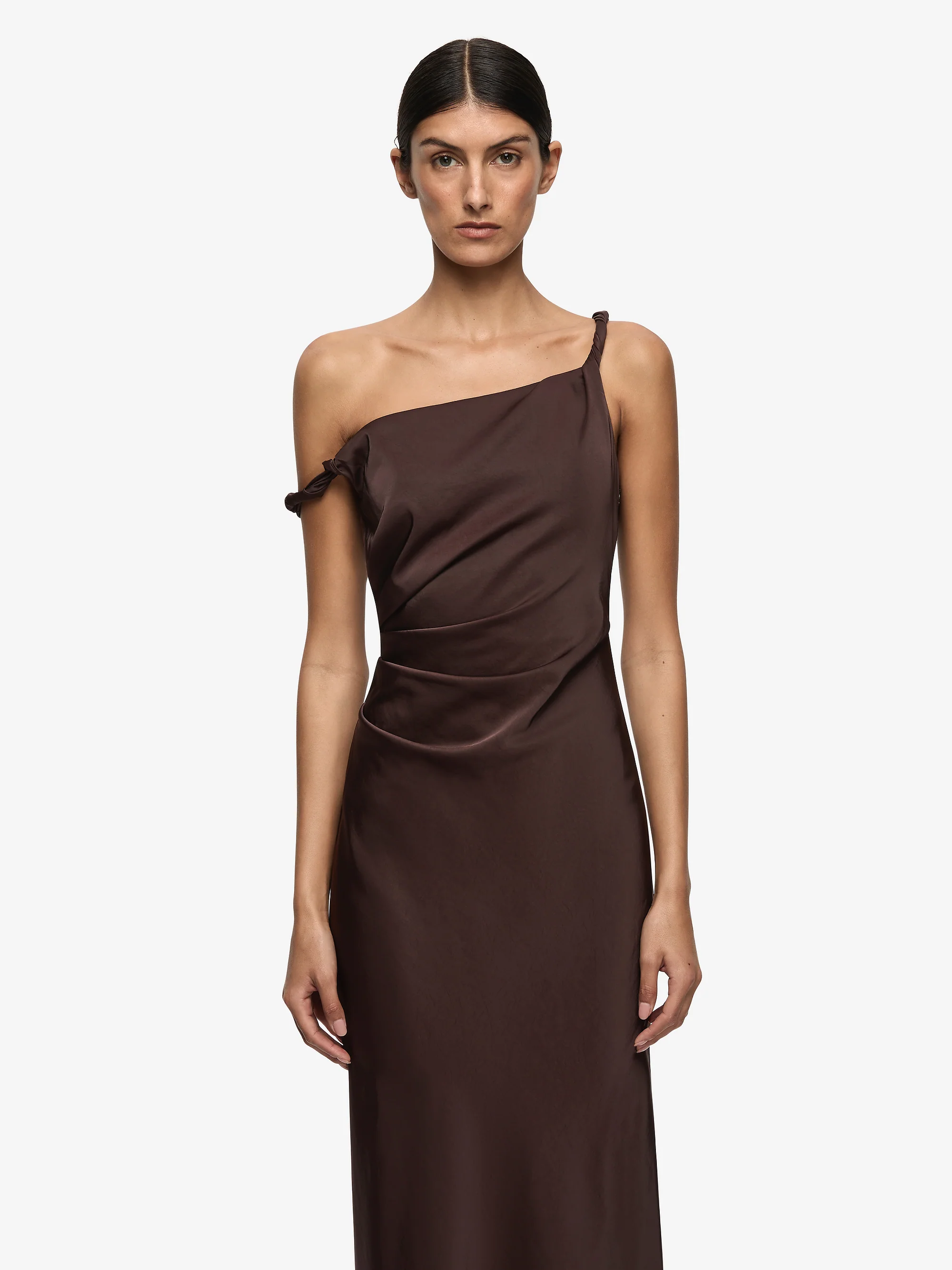 LUNETTA TWIST STRAP DRESS - DARK CHOCOLATE - Image 2