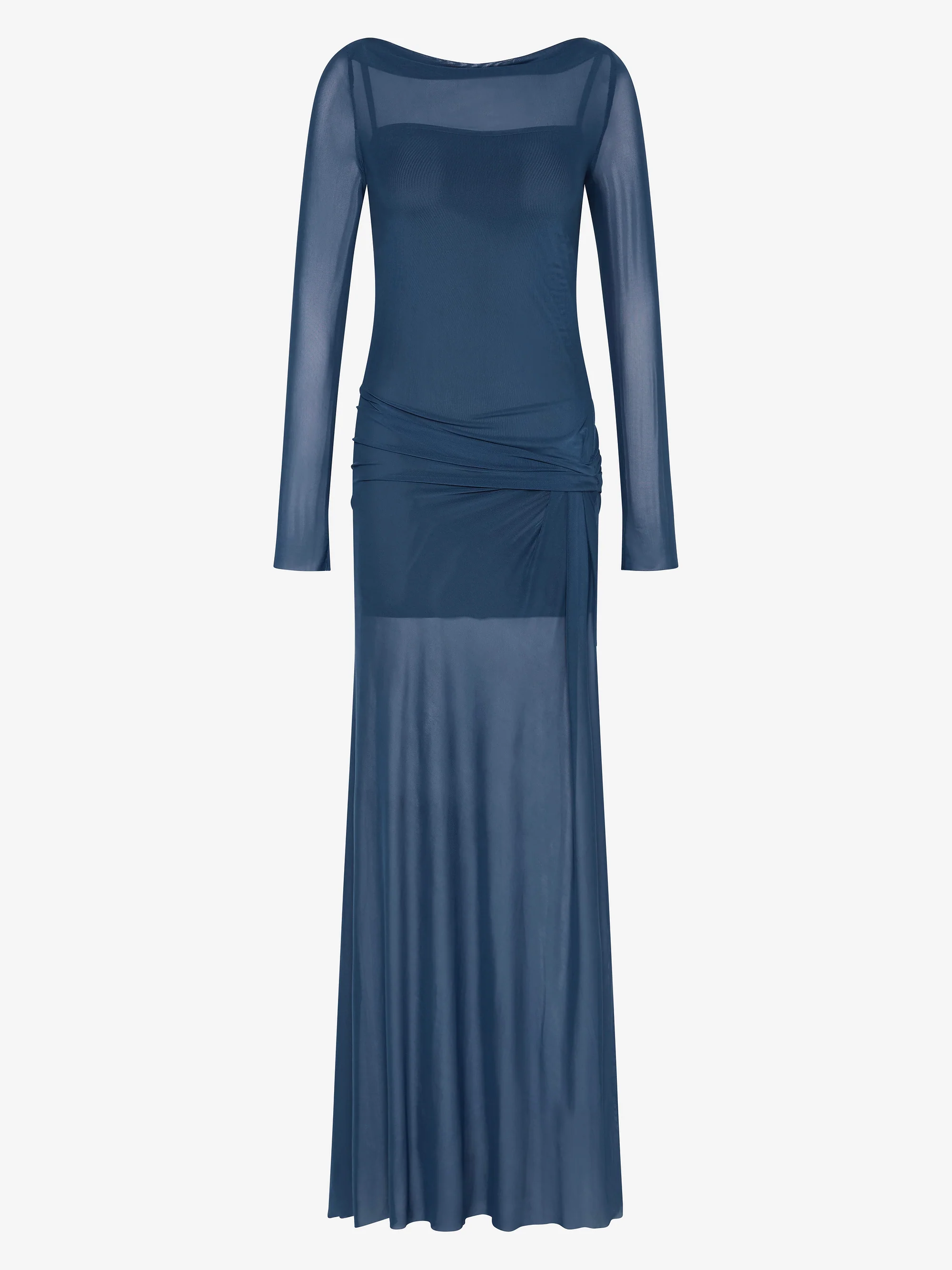 MARABOU LONG SLEEVE MAXI DRESS - PETROL - Image 6