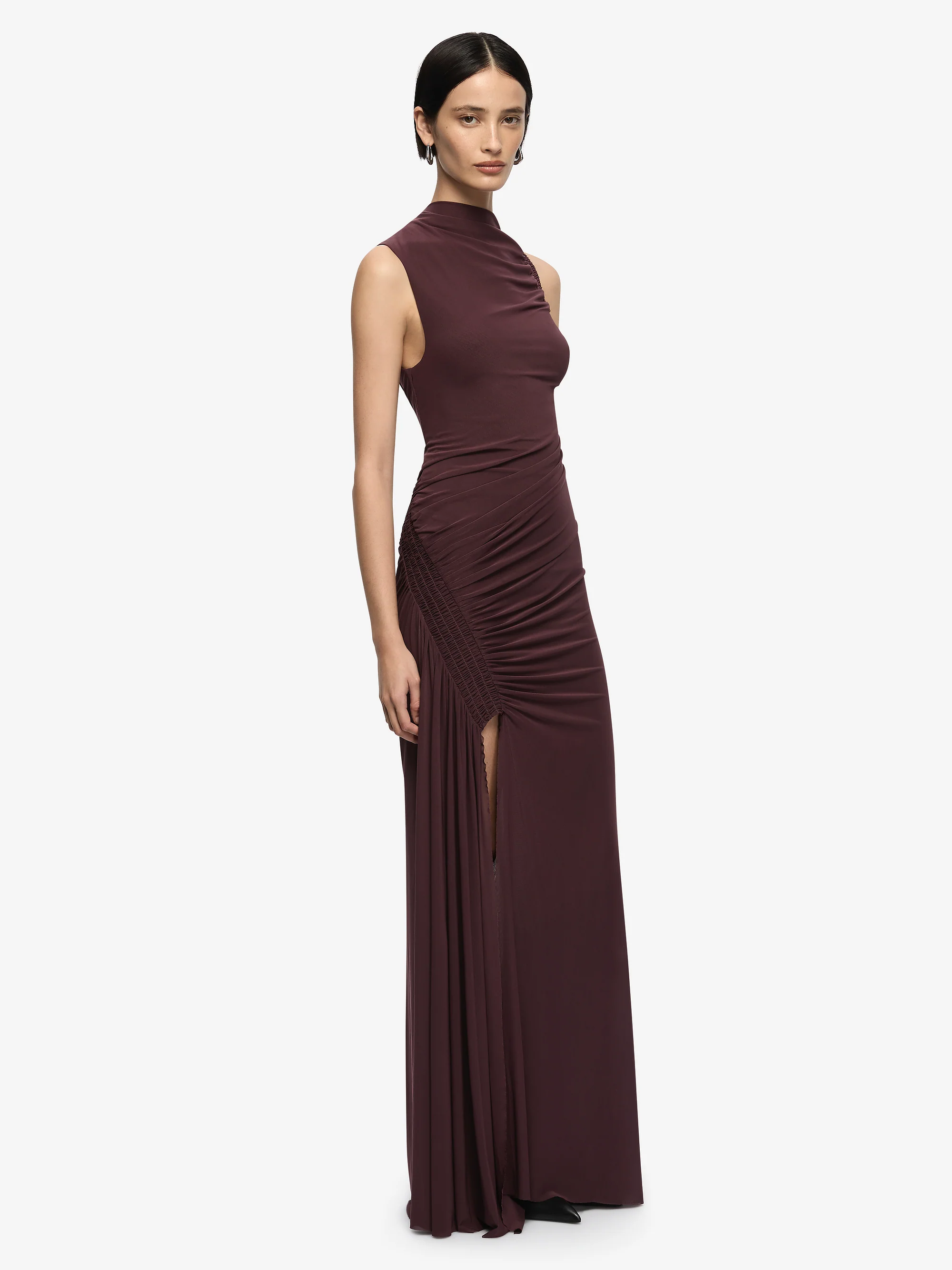 MARABOU MAXI DRESS - AUBERGINE - Image 4