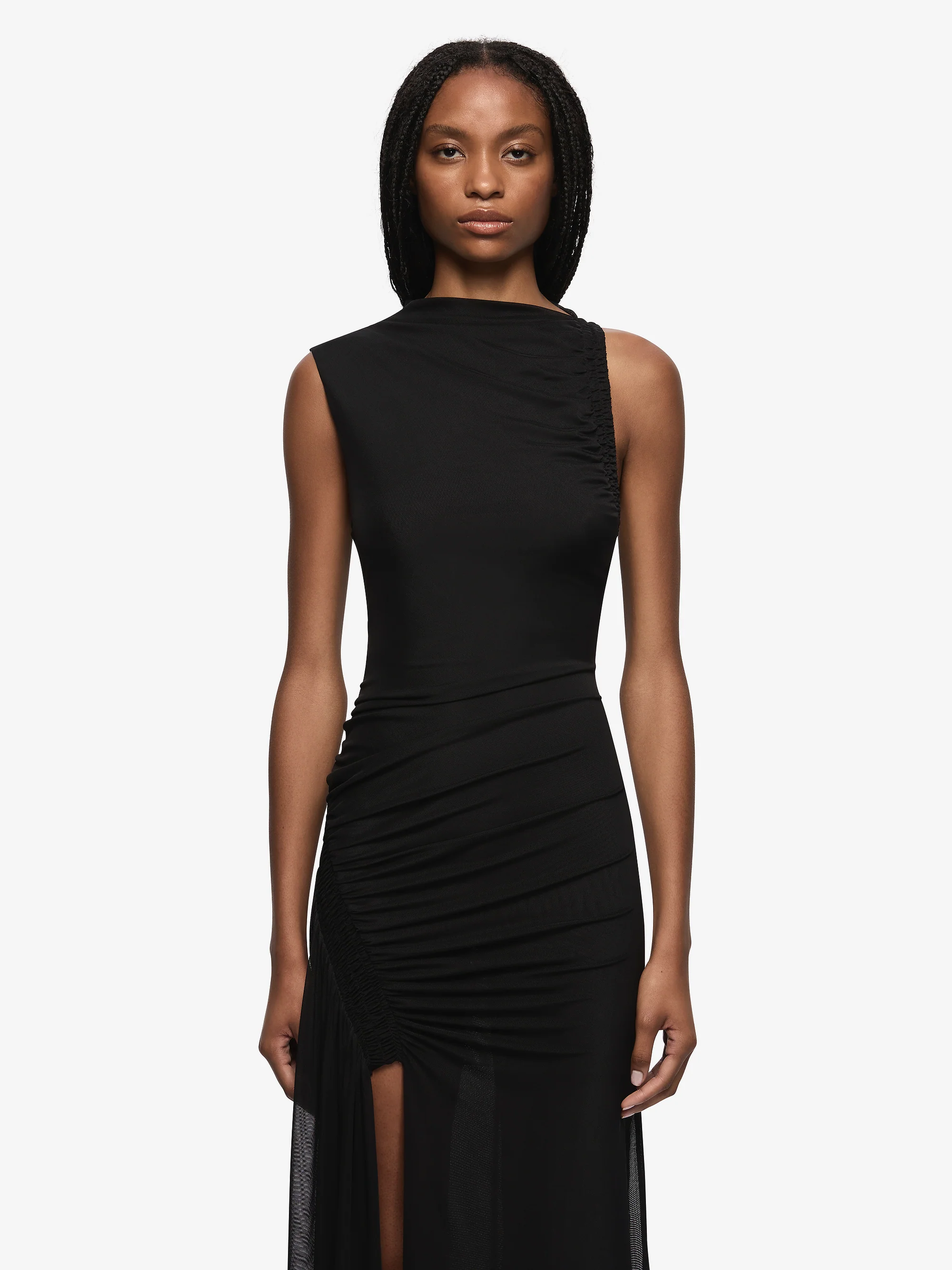 MARABOU MAXI DRESS - BLACK - Image 2