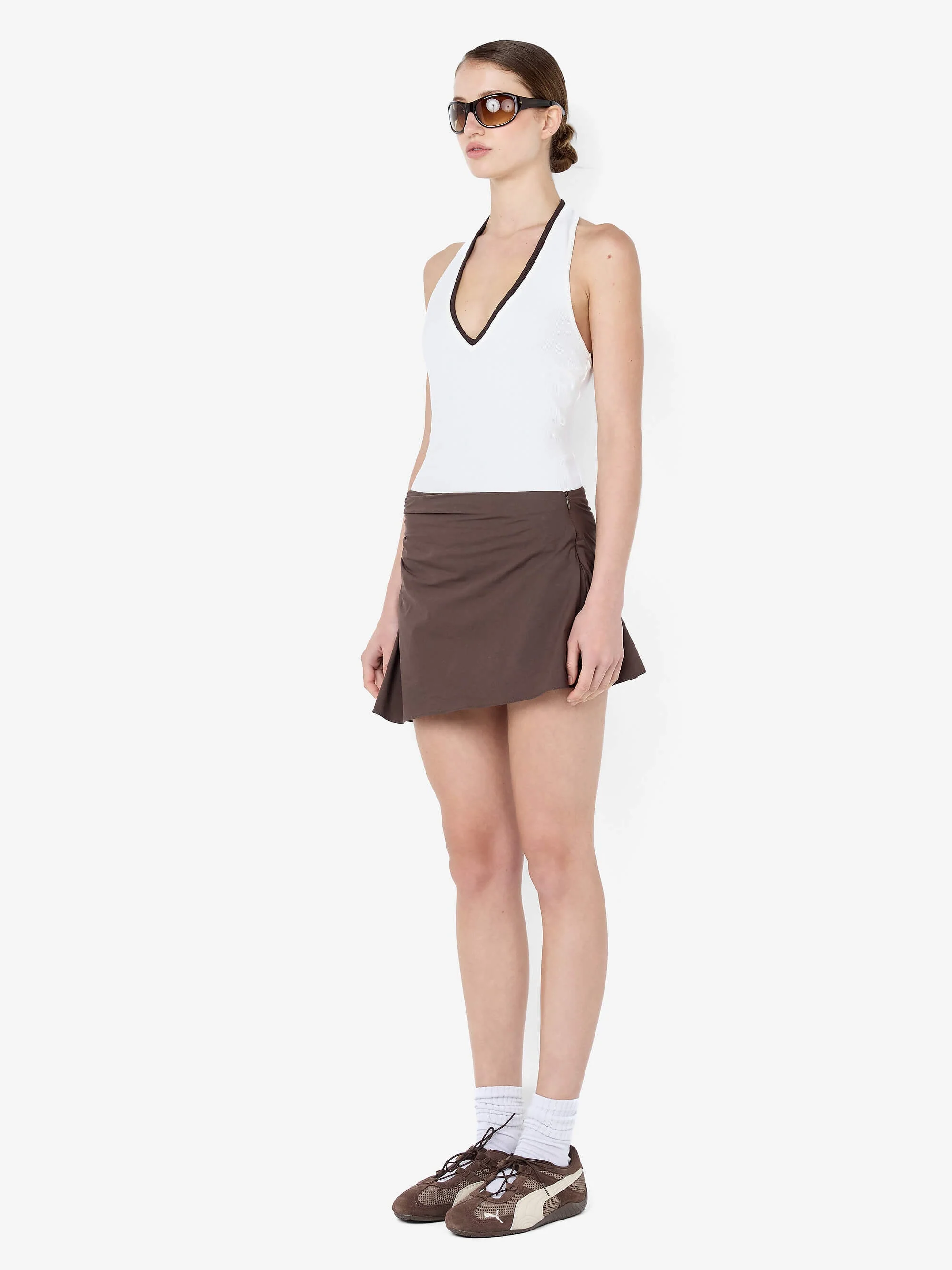MARCELINE MINI SKIRT - DARK CHOCOLATE - Image 3