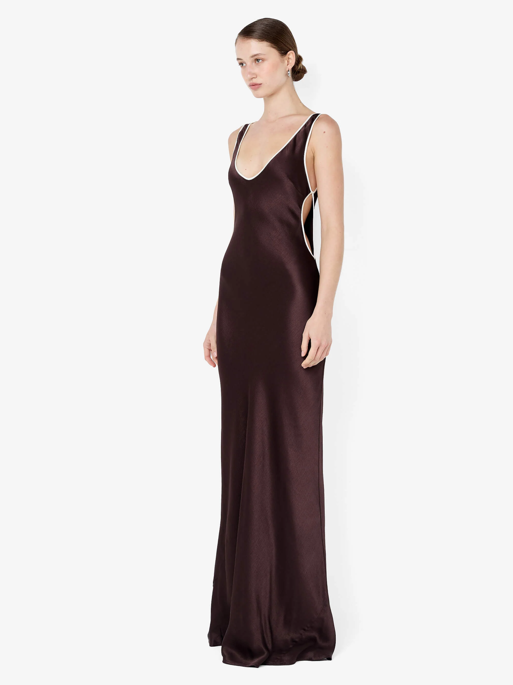 MARCY CUTOUT MAXI DRESS - DARK CHOC/SNOW - Image 2