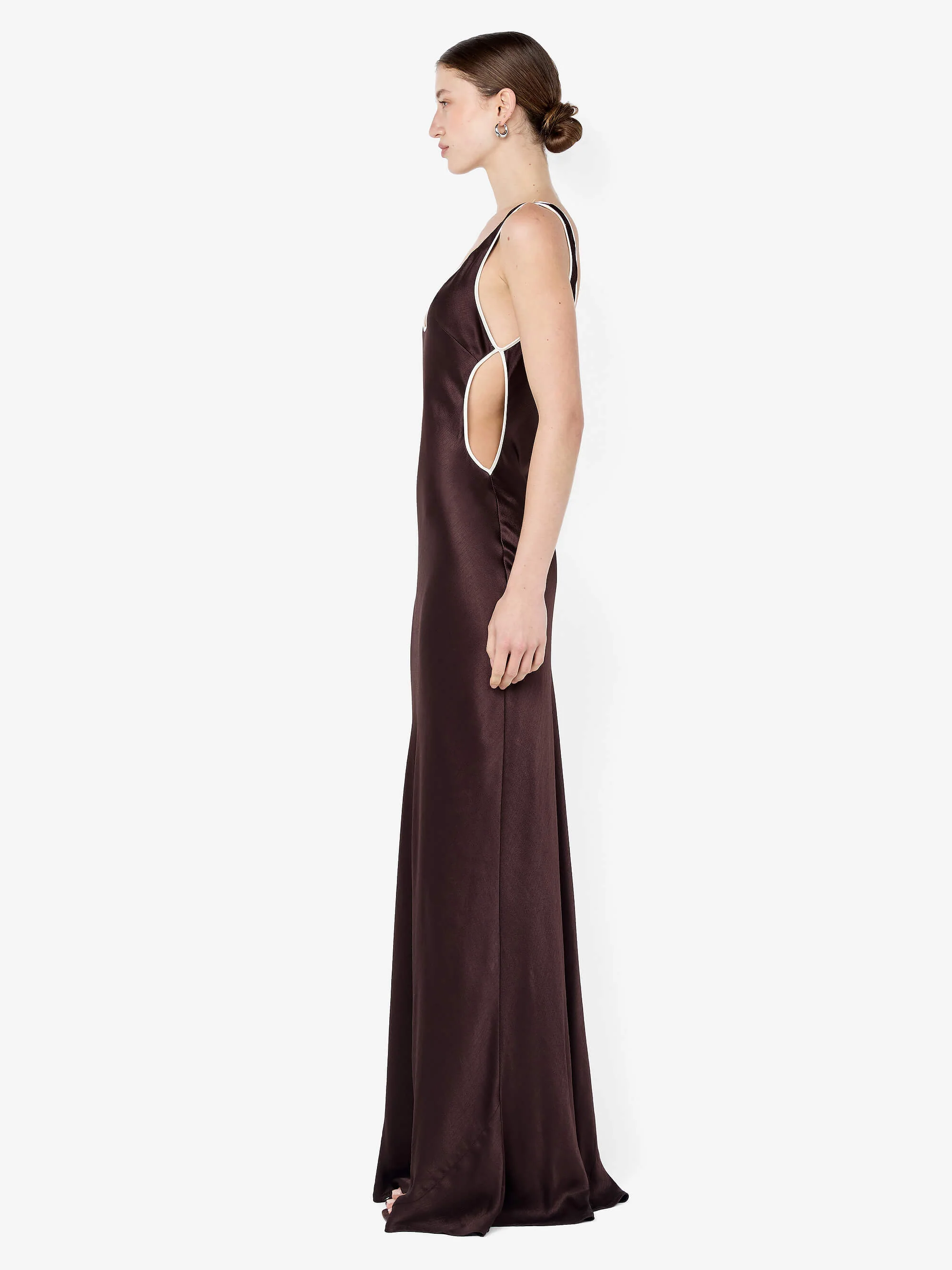MARCY CUTOUT MAXI DRESS - DARK CHOC/SNOW - Image 3