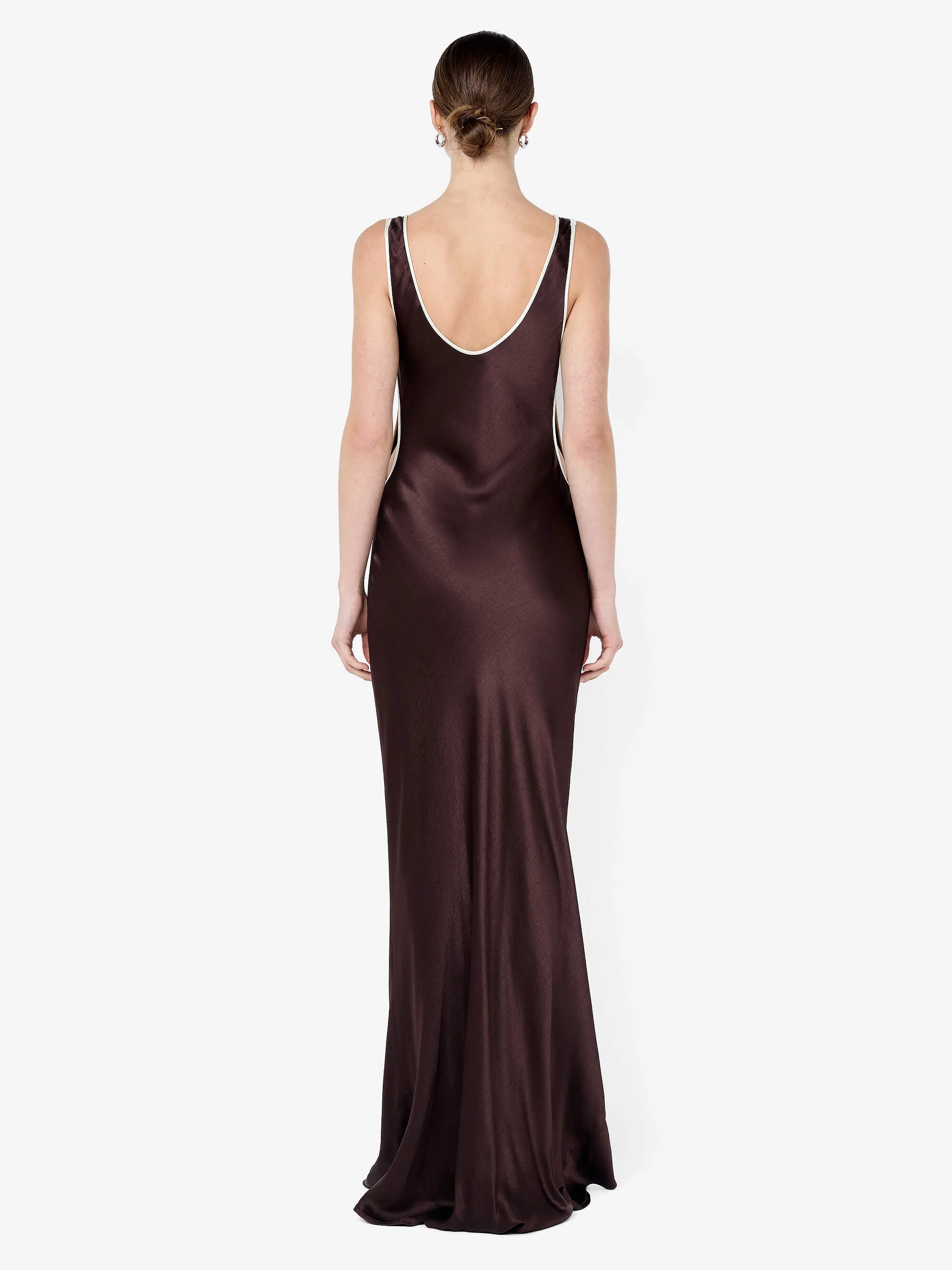 MARCY CUTOUT MAXI DRESS - DARK CHOC/SNOW - Image 4