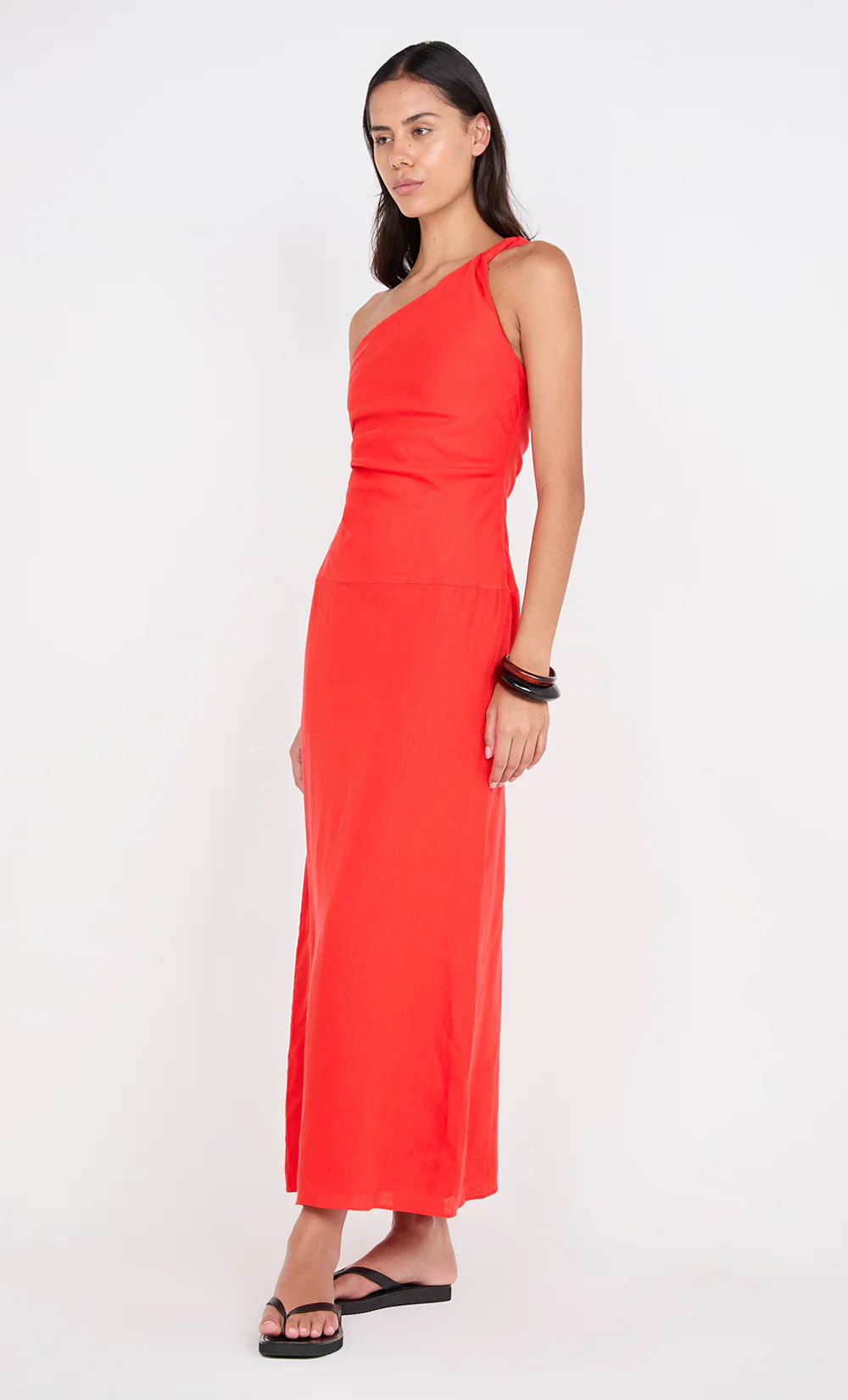MELANIE ASYM MAXI DRESS - FIRE RED - Image 2