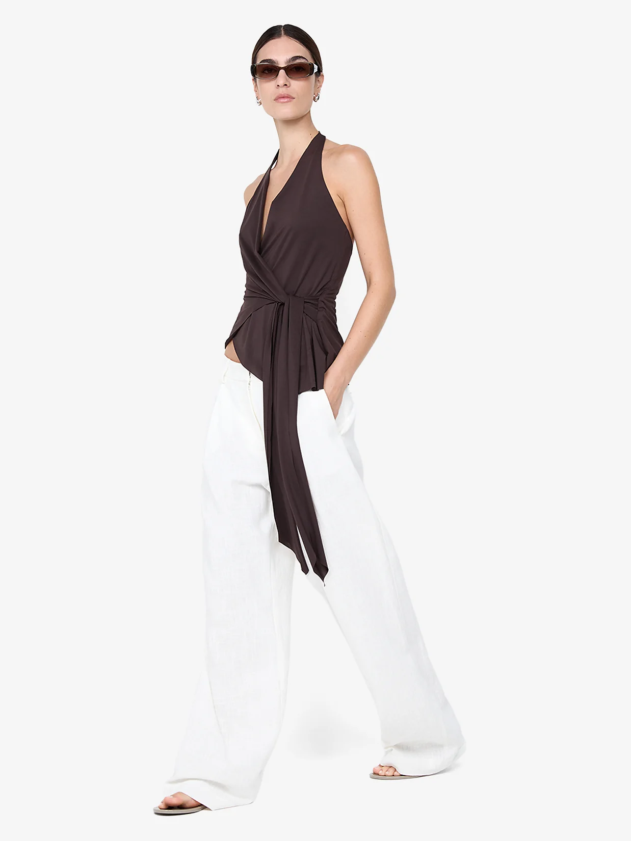 MIA HALTER TOP - DARK CHOCOLATE - Image 3