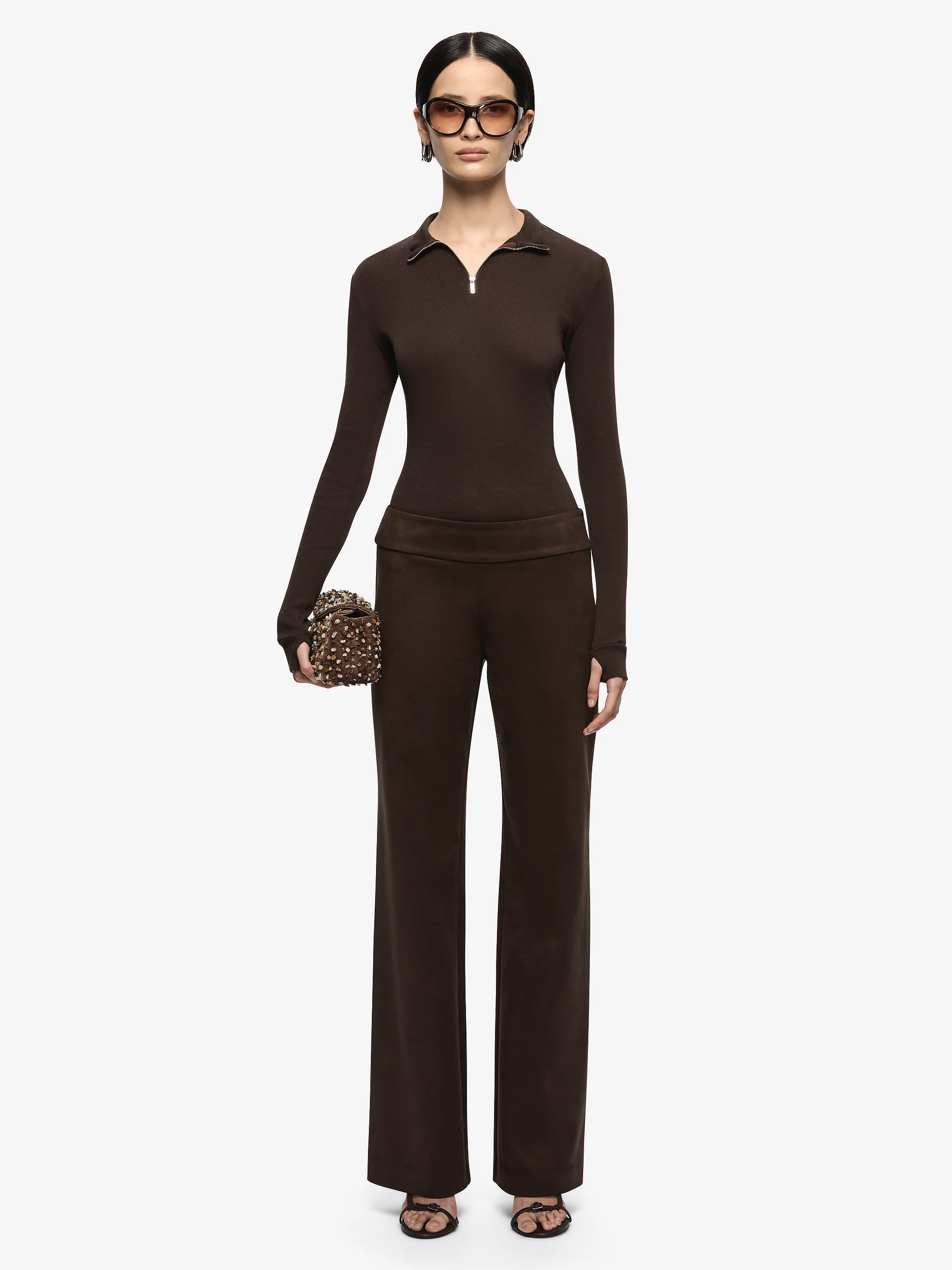 MONETA LONG SLEEVE TOP - DARK CHOCOLATE - Image 4