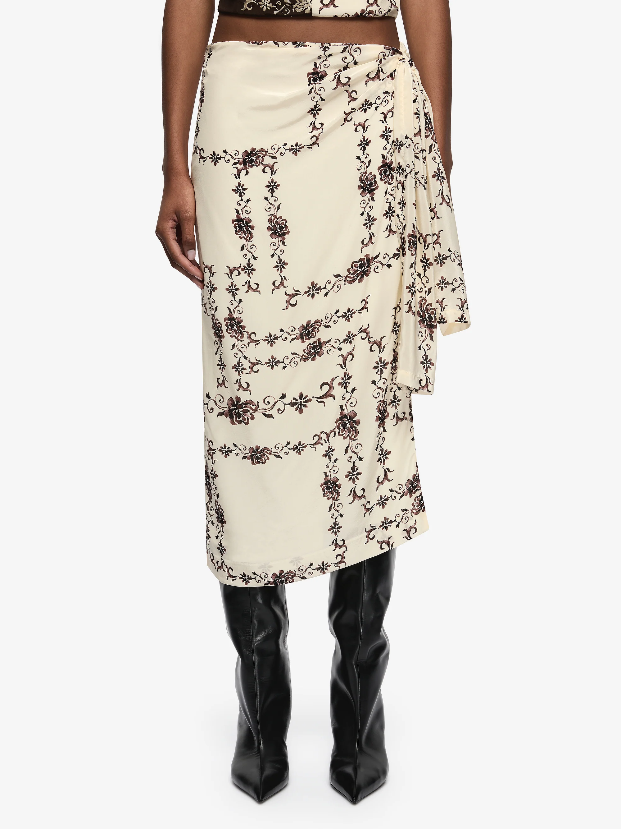 MYAH MIDI SKIRT - GEO VINE FLORAL CREAM - Image 2