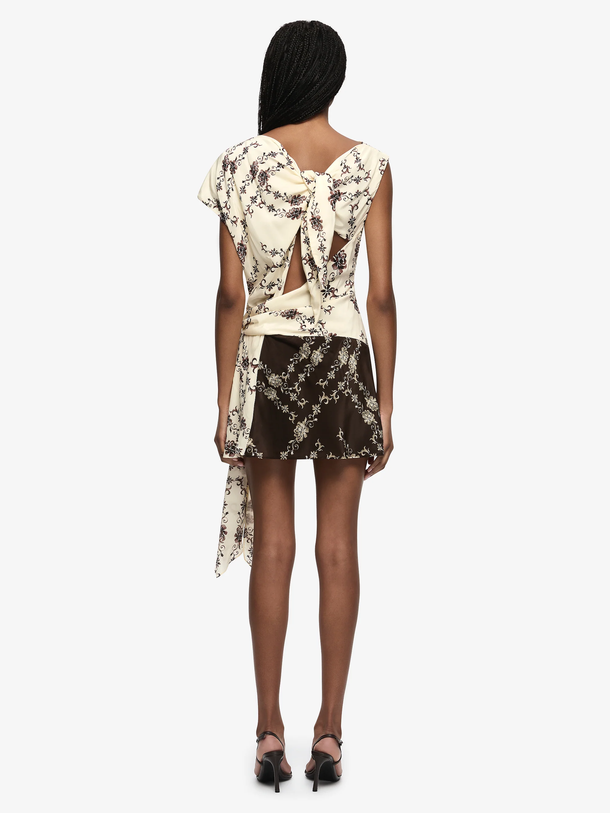 MYAH MINI DRESS - GEO VINE FLORAL CHOC/CREAM - Image 5