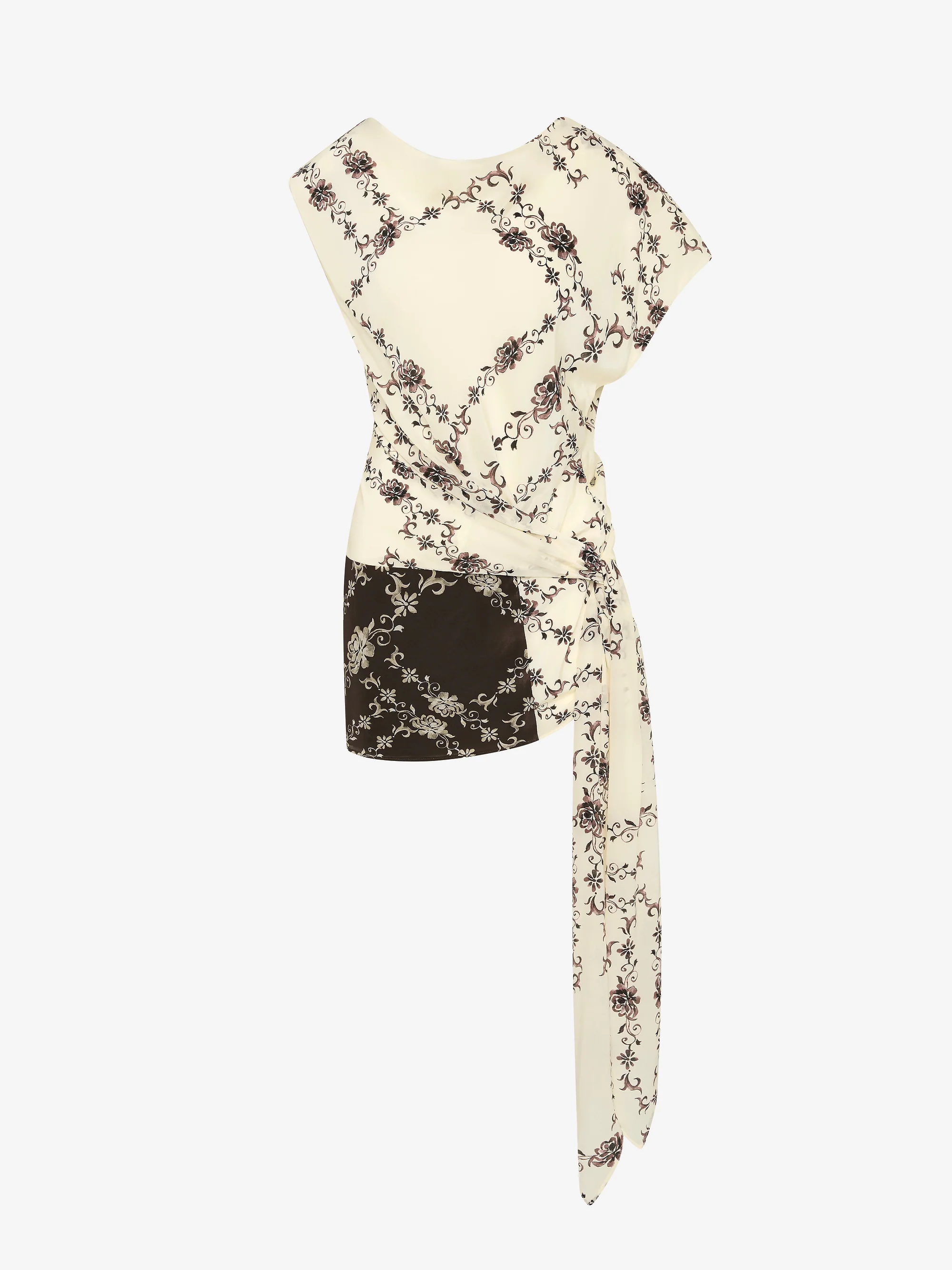 MYAH MINI DRESS - GEO VINE FLORAL CHOC/CREAM - Image 6