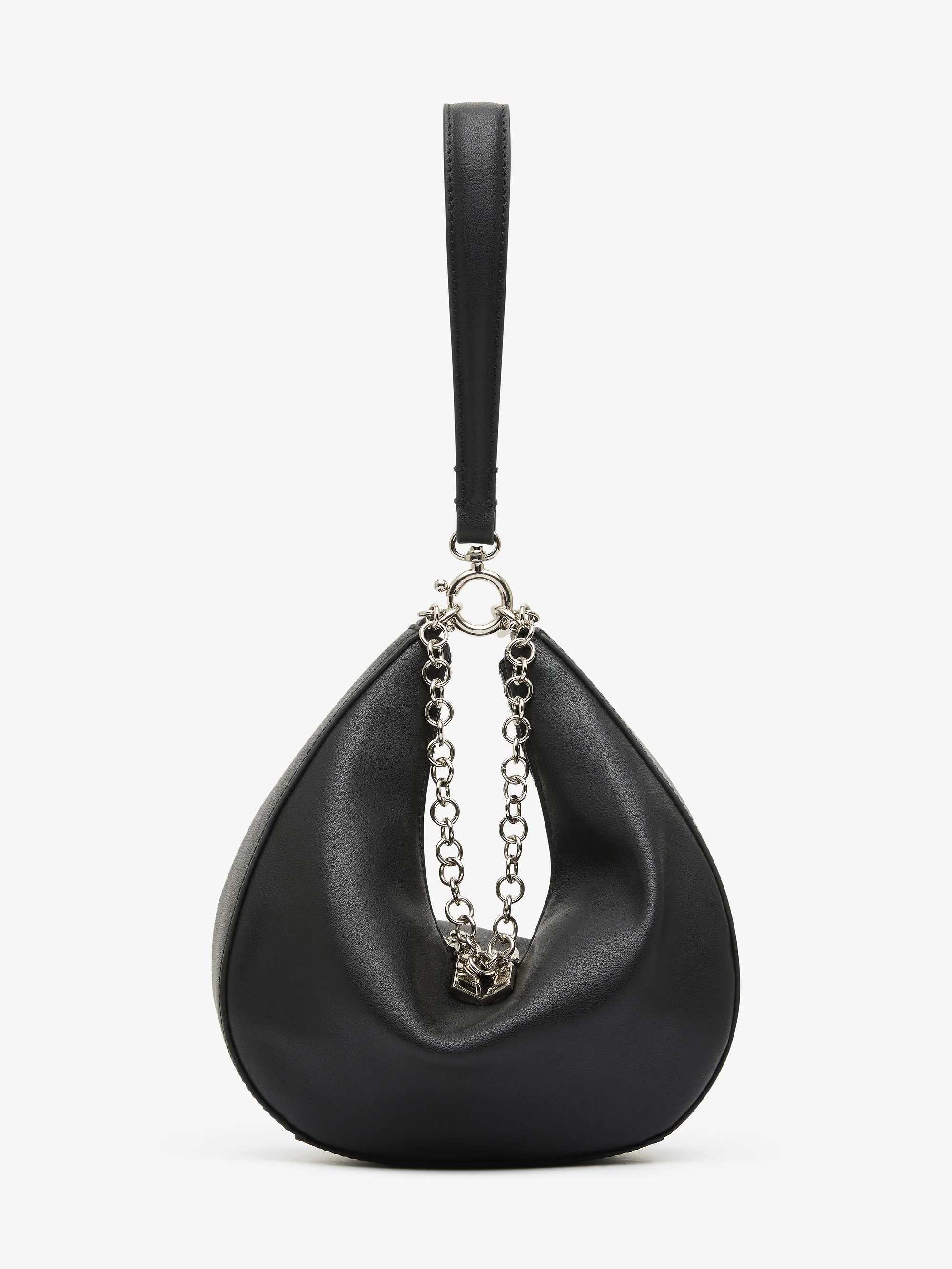 MYRA PETIT SAC BAG - BLACK LEATHER/SILVER