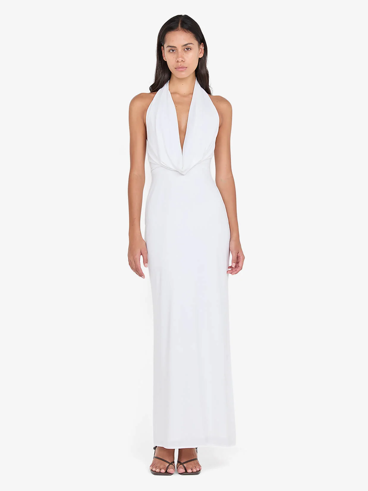 NESSIE COWL NECK MAXI DRESS - WHITE