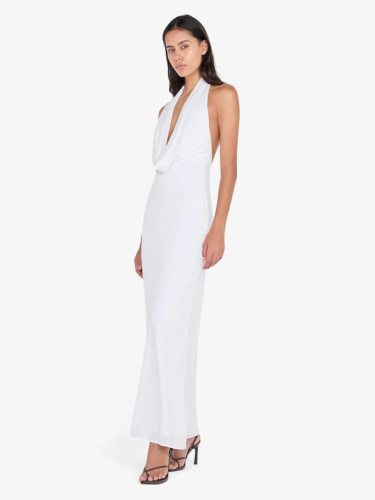 NESSIE COWL NECK MAXI DRESS - WHITE - Image 2